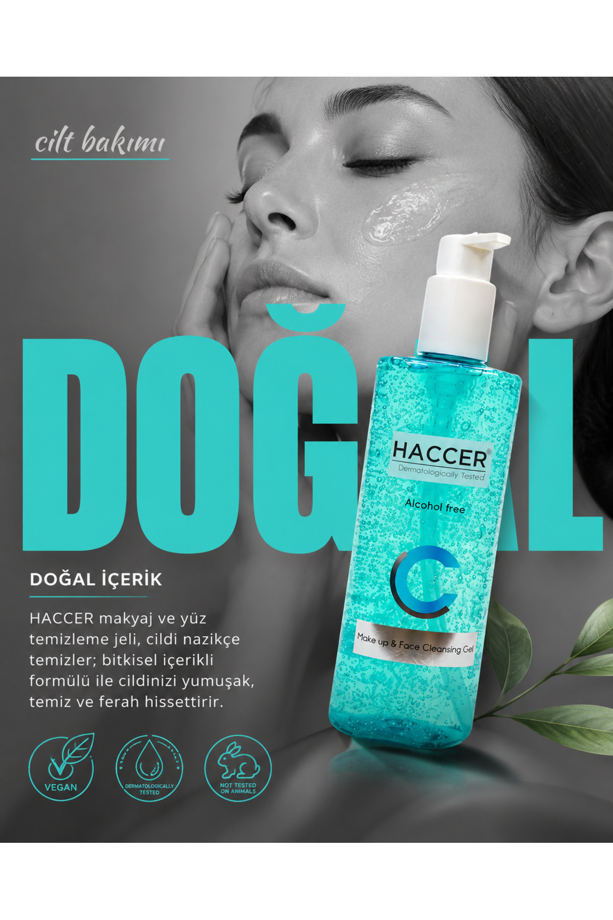 Doğal Yüz Ve Makyaj Temizleme Jeli, Yüz Yıkama Jeli 300 ml Alkolsüz — HFMG001 — تصویر 4 از 8