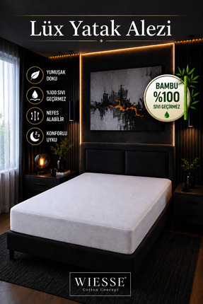 WİESSE LÜX YATAK ALEZİ / ÖZEL SERİ / BAMBU JAKARLI / FULL KENAR LASTİKLİ