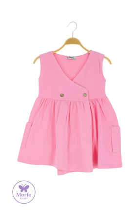 Atabay Tekstil CEPLİ DÜĞMELİ AÇIK PEMBE PENYE ELBİSE