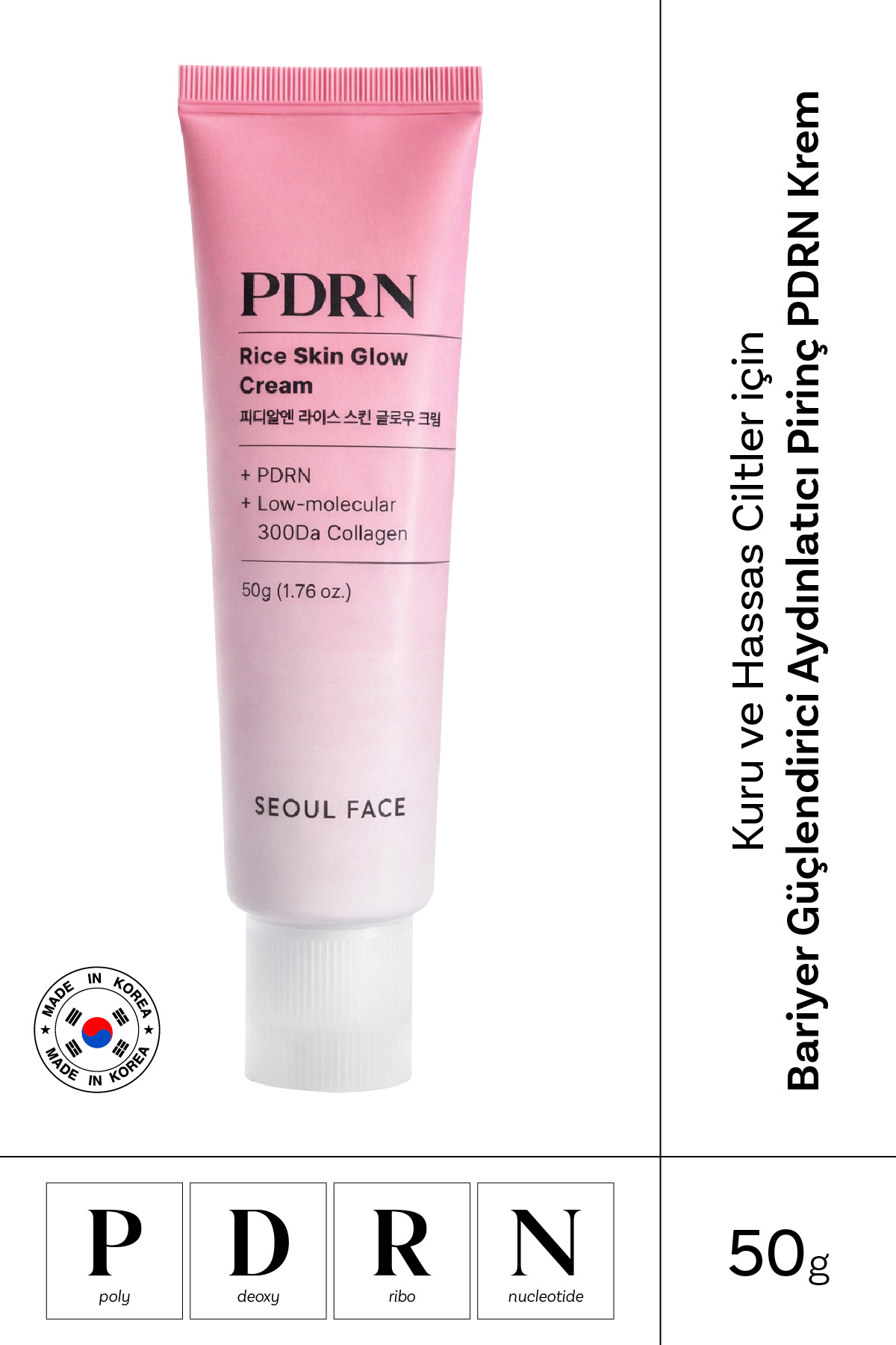 Dermal Kuru ve Hassas Ciltler için Nemlendirici Yüz Leke Kremi Yaşlanma Karşıtı Pirinç PDRN Krem 50 gr — DERMAL/SEOUL/014