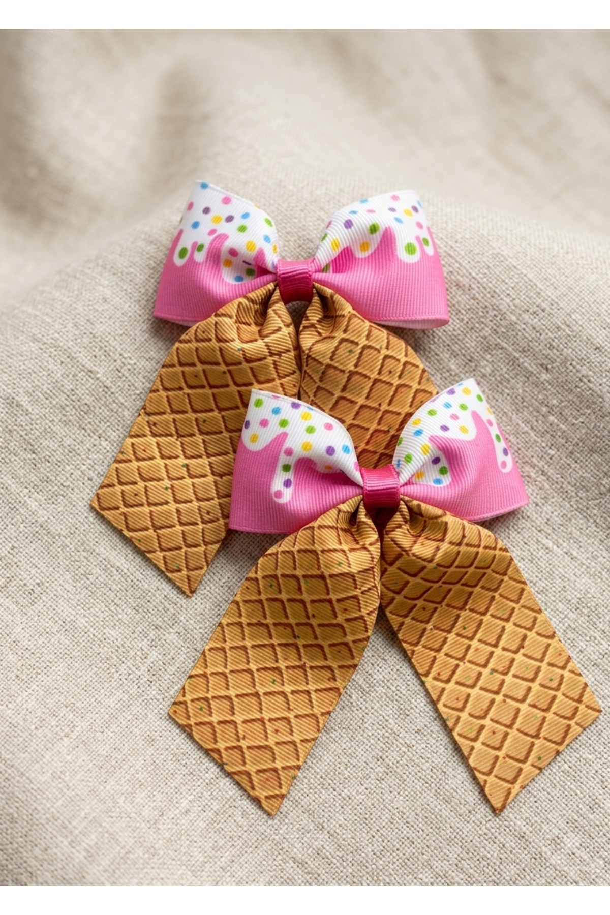 Ice Cream Patterned Ribbon Buckle 1 Pair