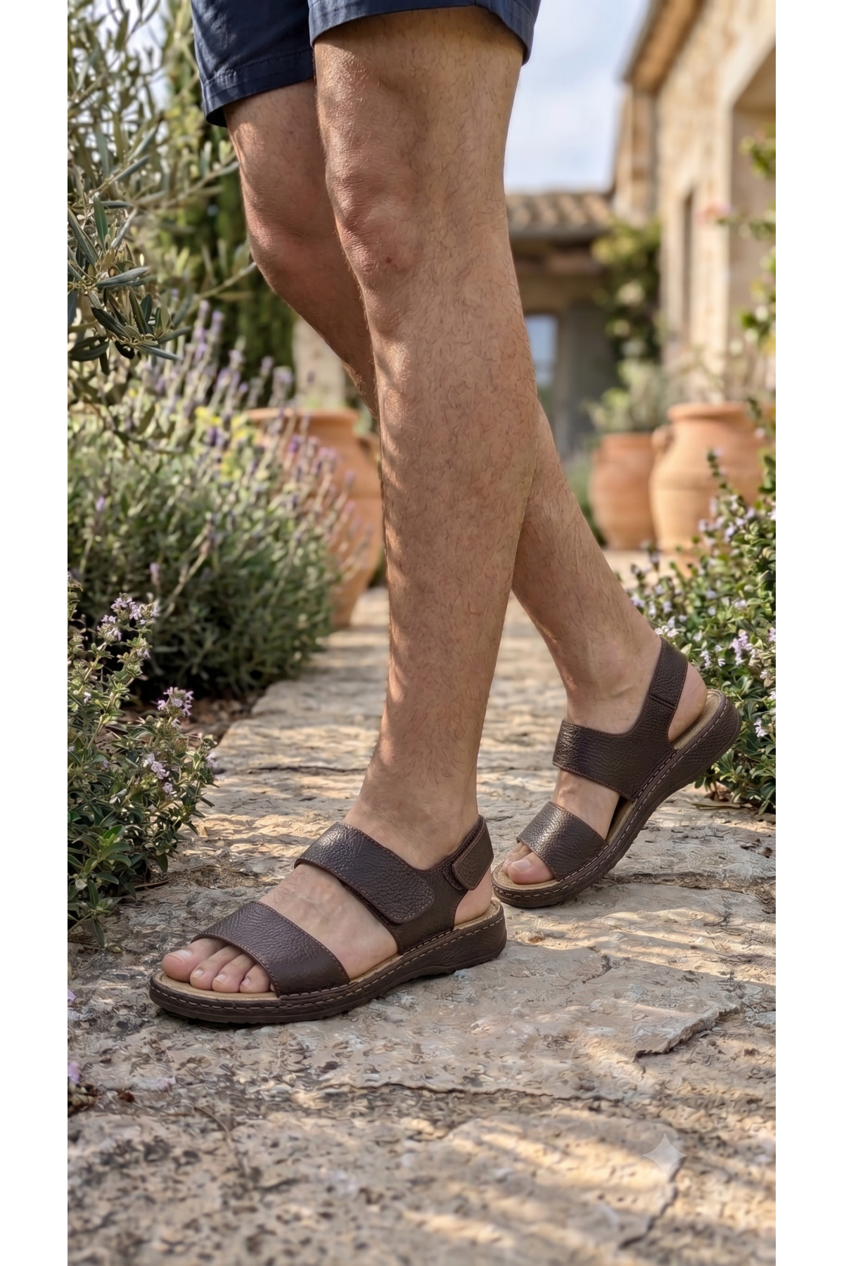Ceyo 9969-9 Anatomik Deri Erkek Comfort Sandalet
