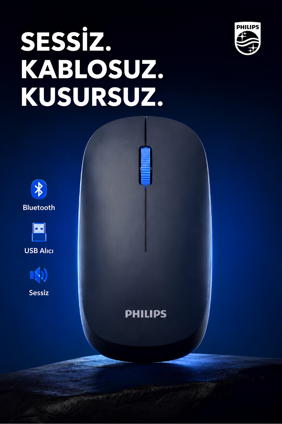 Spk7438 Wireless Mouse Bluetooth Mouse Dual Mode Silent Mouse Battery Included Official Distributor Navy Blue