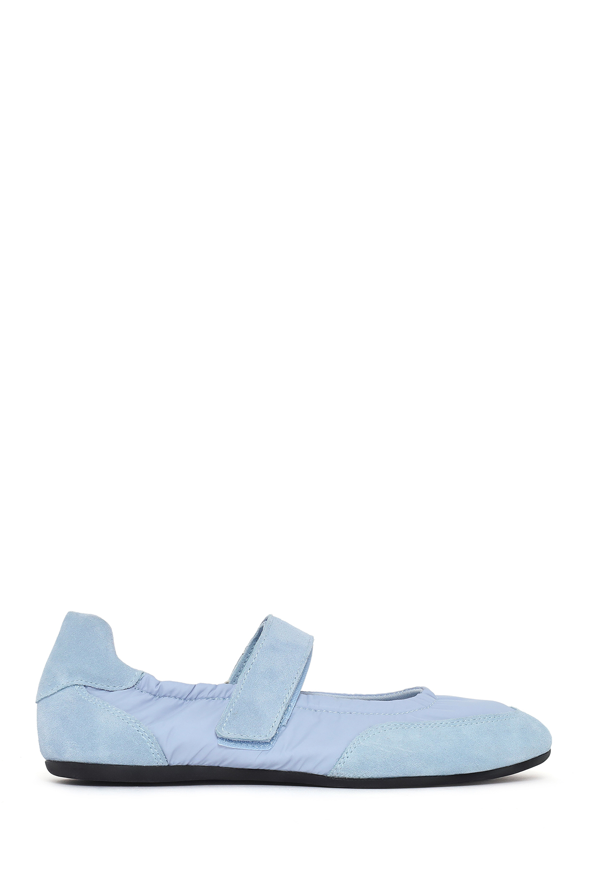 Women's Blue Banded Leather Sports Flats 26PFD552814
