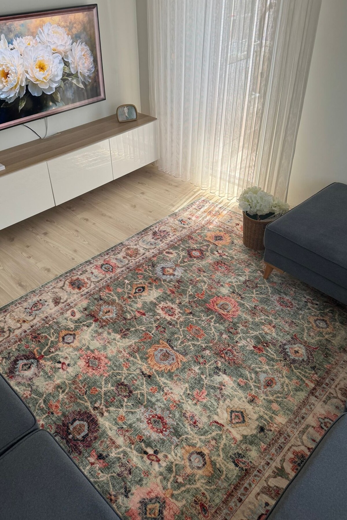 Green Carpet Lounge Carpet Machine Washable Anti-Slip Floor Carpet