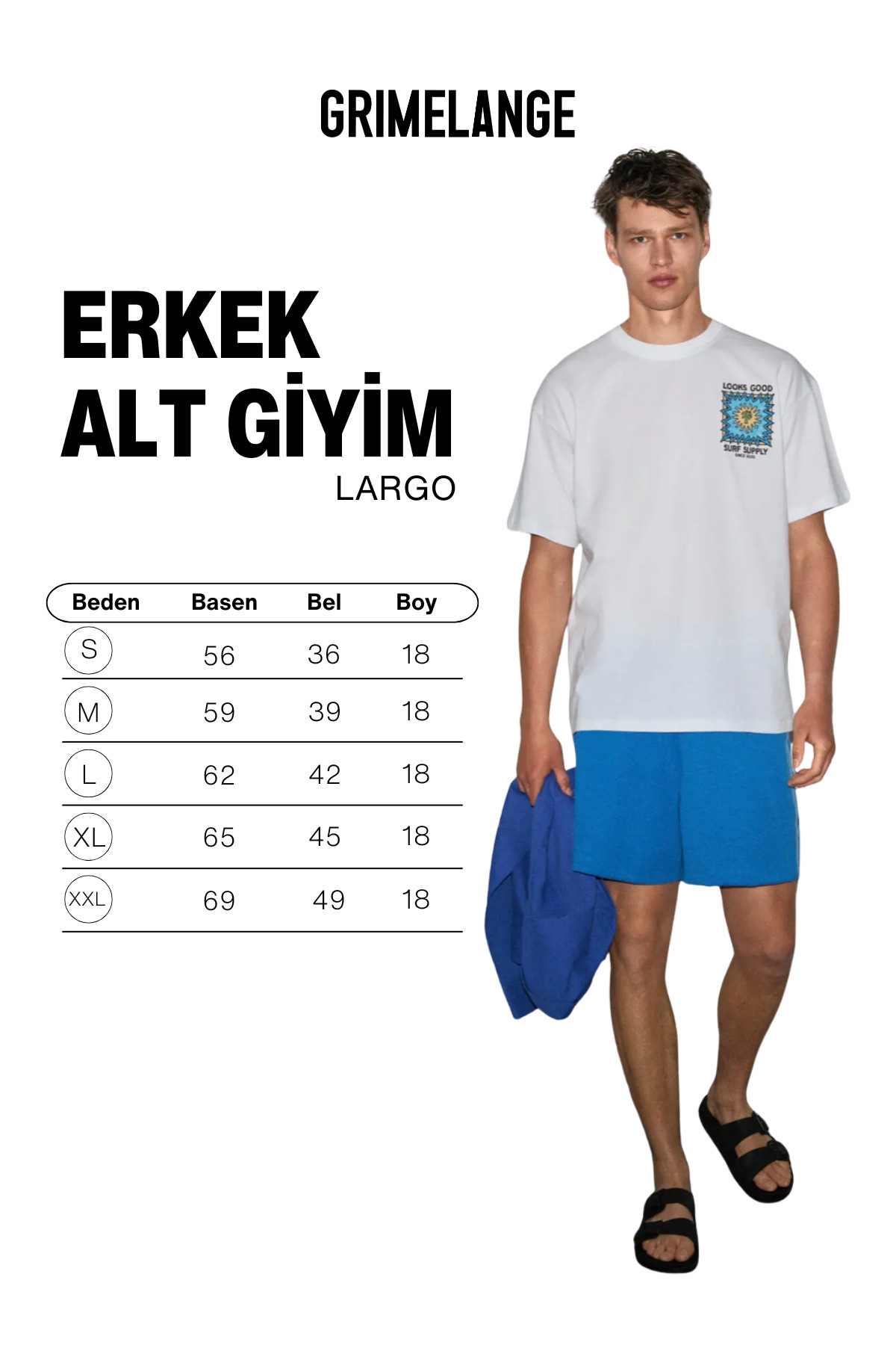 GRIMELANGE LARGO Erkek Mavi Relaxed Fit Kontrast Biyeli Esnek Kumaşlı Mavi Şort görsel 6
