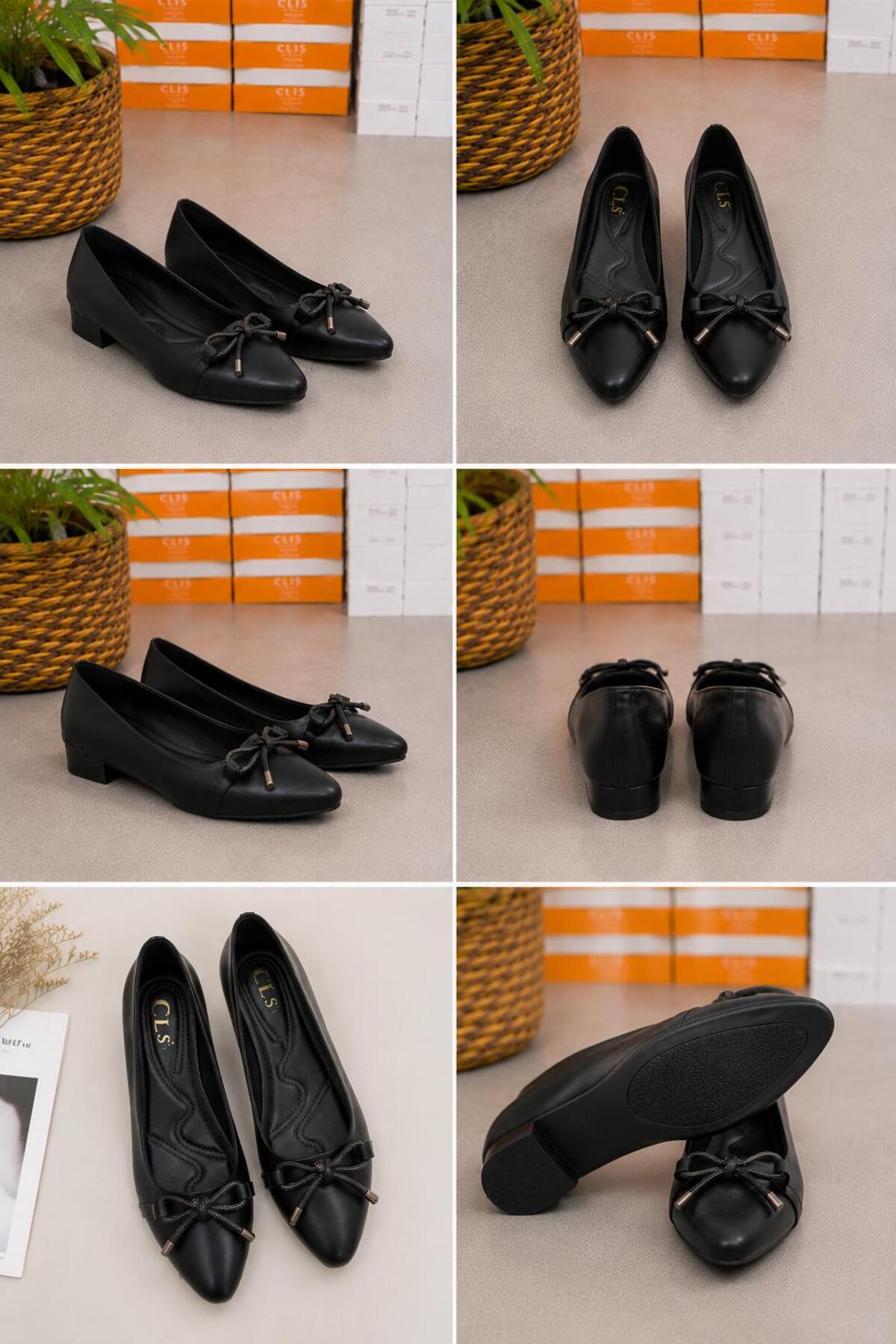 kaplan shoes Günlük Büyük Numara Taşlı Fiyonklu Babet görsel 3