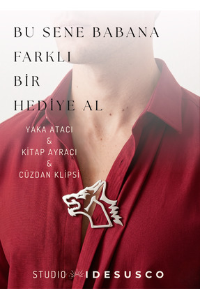 Stor Şamanik Kurt Figürlü Metal Broş Zoro, Kitap Ayracı ve Para Klipsi