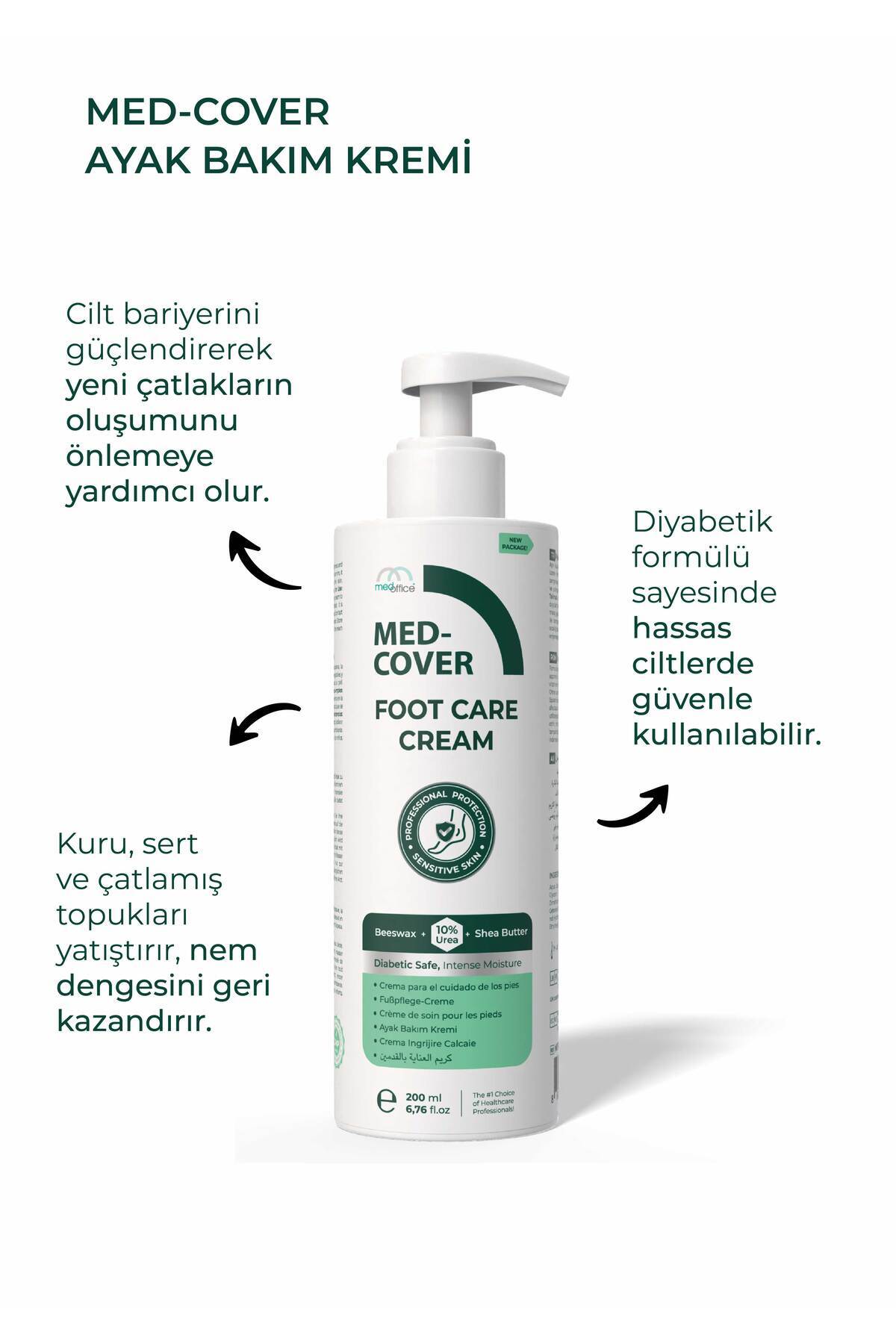 کرم مراقبت از پا x 3 - مخصوص پوست حساس (10٪ اوره، کره شیا، موم زنبور عسل) — medcoverayakbakımx3 — تصویر 6 از 6