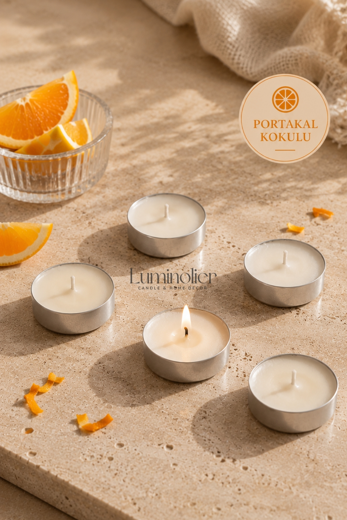 10 Pieces Orange Scented Tealight Soy Candle – 100% Natural, Vegan, Unleaded Wick
