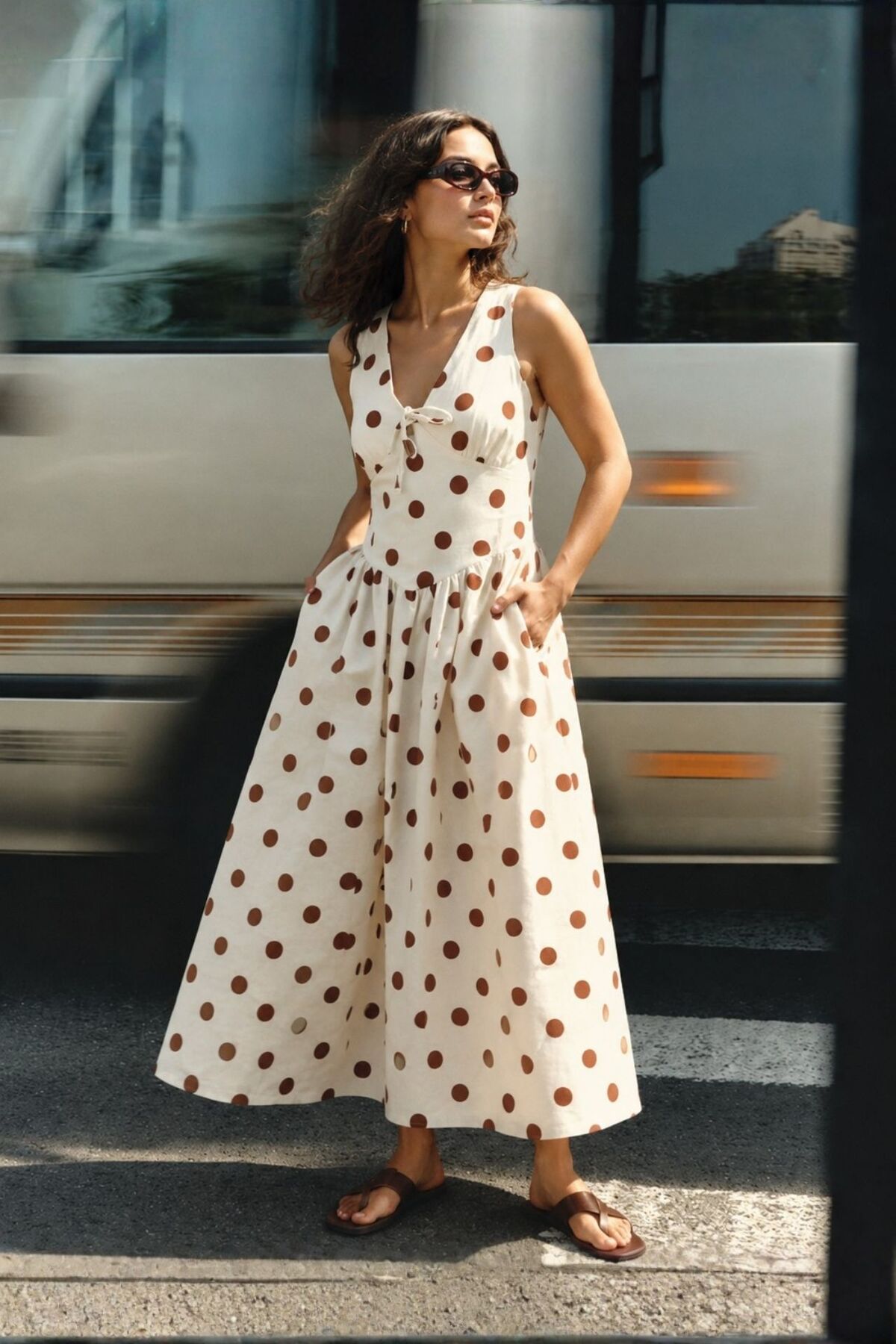 Swass Lucia Polka Dot Dress White