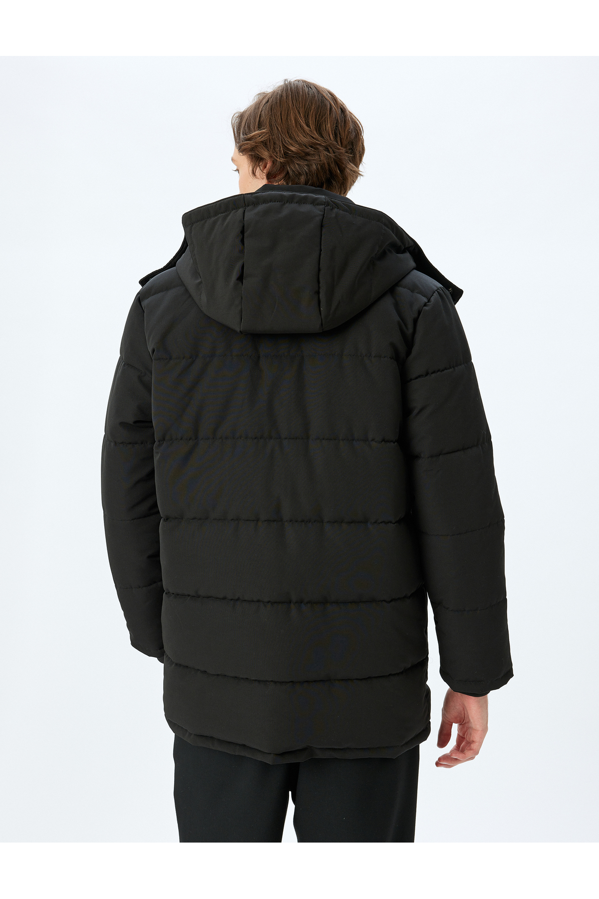 Şişme Mont Kapşonlu Fermuarlı Cep Detaylı Slim Fit — مشکی 5WAM00012HW — تصویر 4 از 8