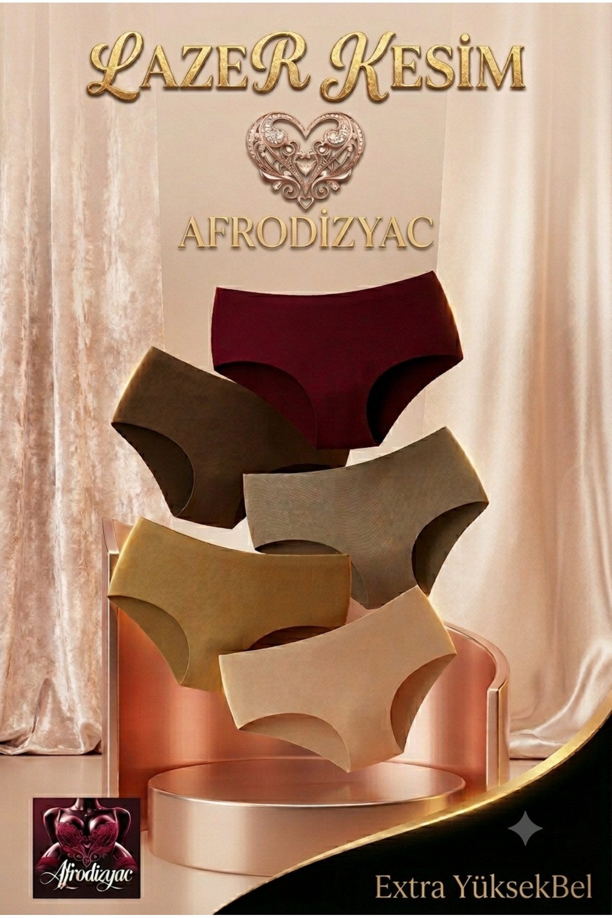 Afrodizyac 5'li Extra Yüksek Bel Lazer Kesim /Dikişsiz Extra Esnek İz Yapmaz Külot