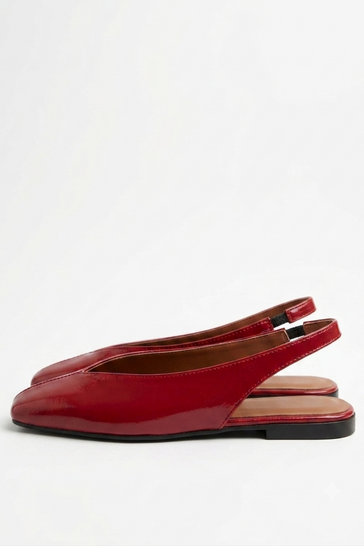 Genel Markalar Siena Kadın Kırmızı Kare Burun Babet Slingback görsel 7