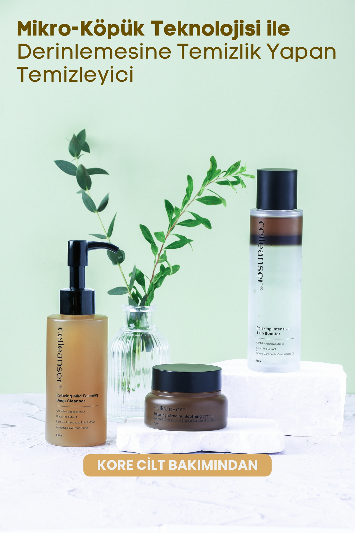 Kore Yüz Temizleme Köpüğü - Yeşil Çay Ve Centella Destekli Yatıştırıcı Mikro Köpük — CelleanserRelaxingMildFoamingCleanser — تصویر 5 از 5