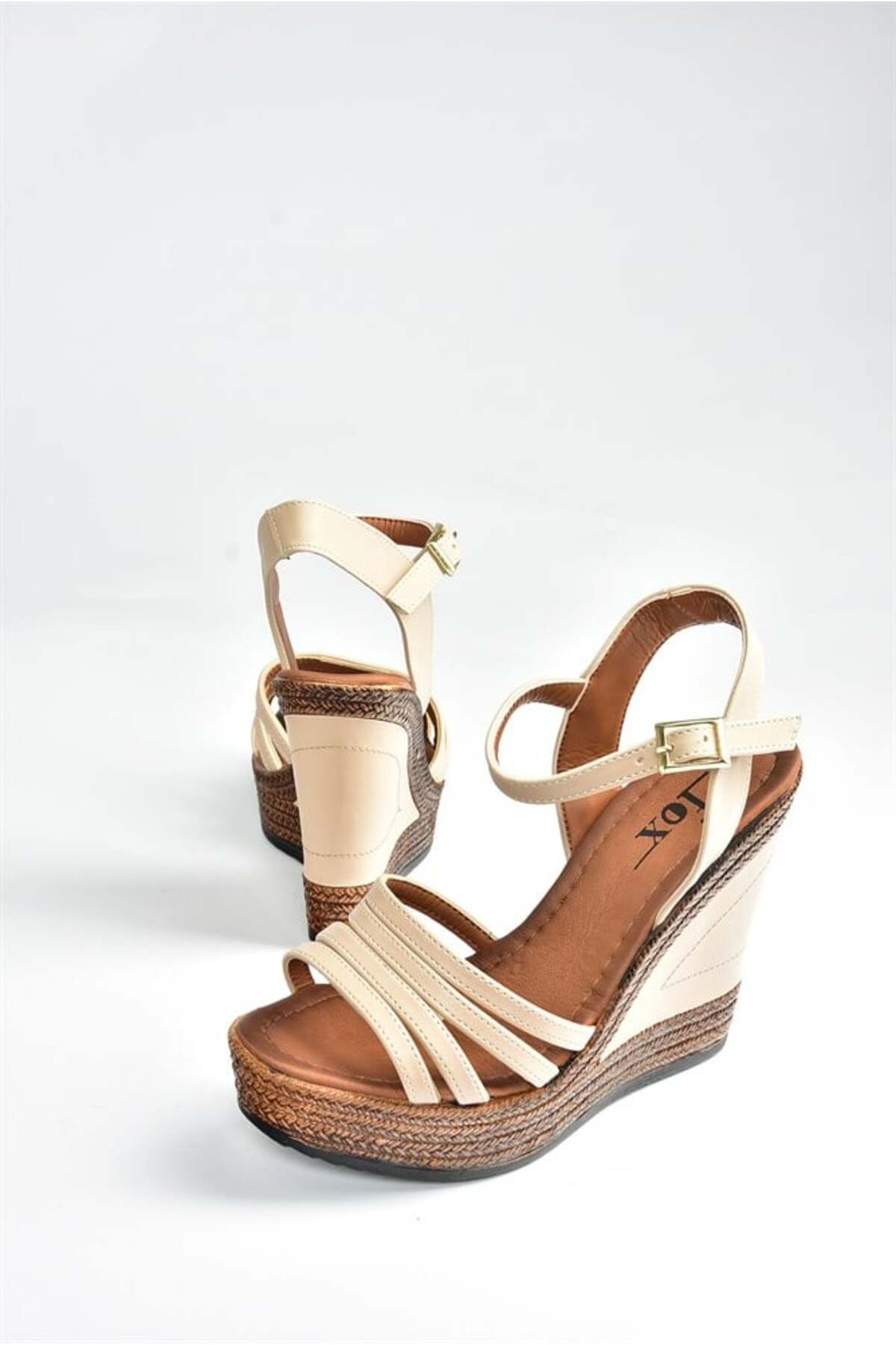 Fox Shoes Ten Yüksek Dolgu Topuklu Kadın Ayakkabı K674071609 görsel 5