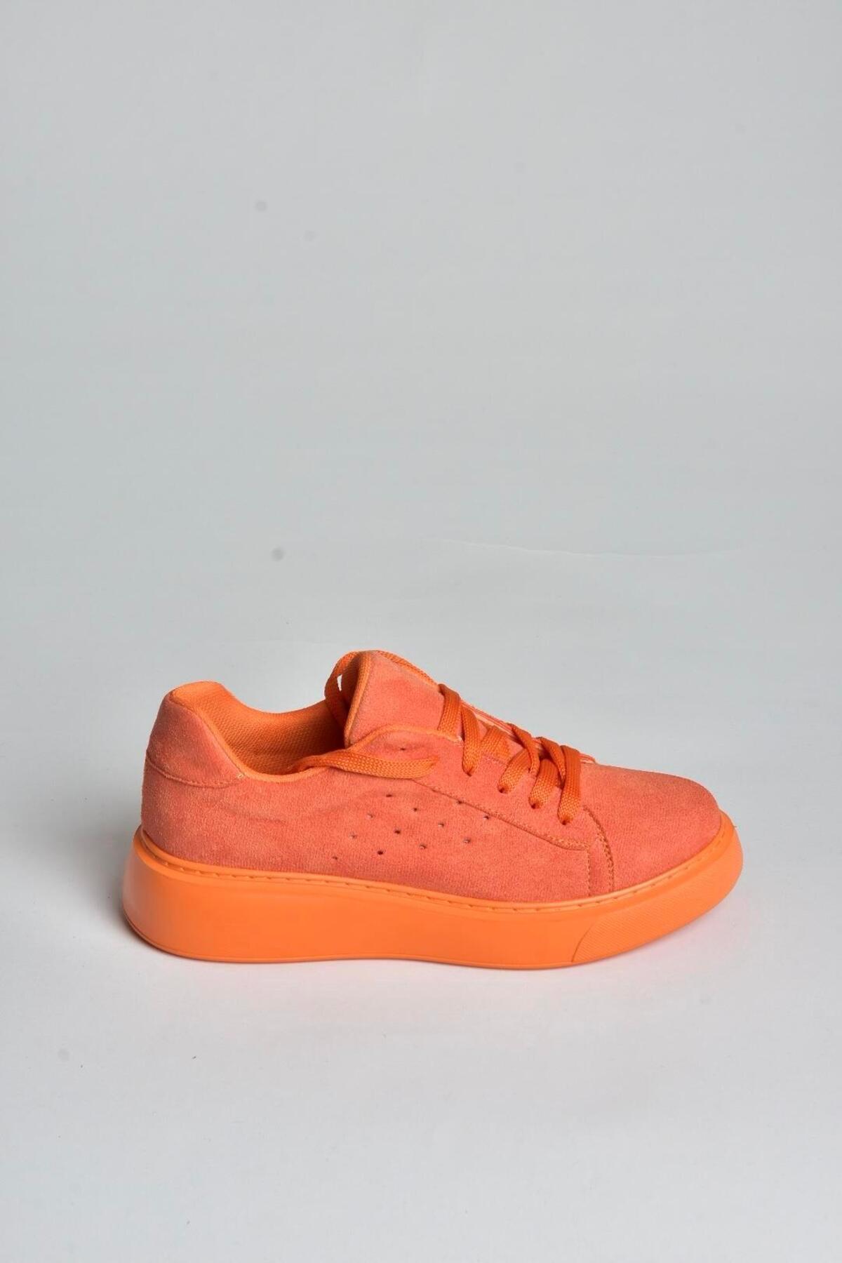 Fox Shoes P602045002 Turuncu Süet Kadın Spor Ayakkabı Sneakers görsel 5