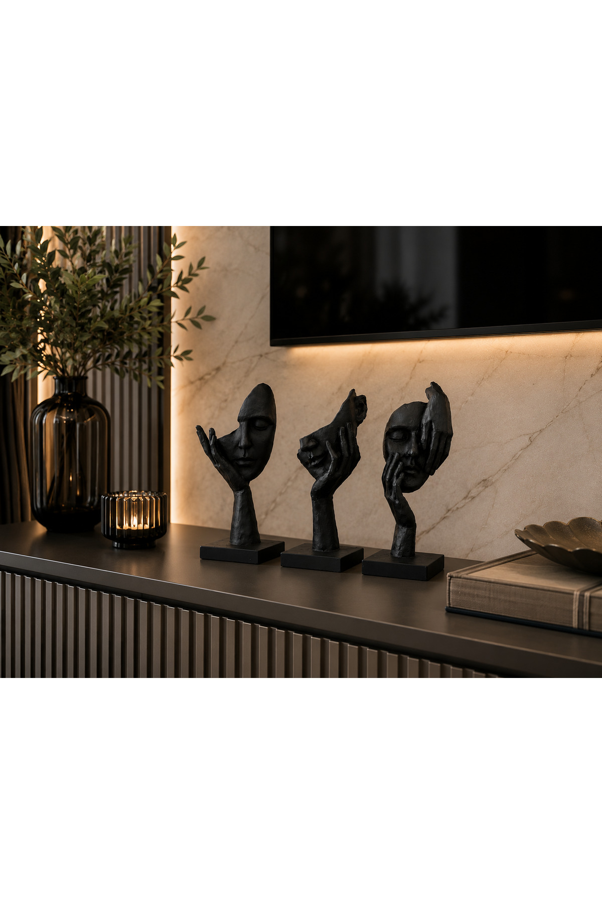 Decorative Hand Detailed 3-Piece Trinket Set – Modern & Minimalist Design