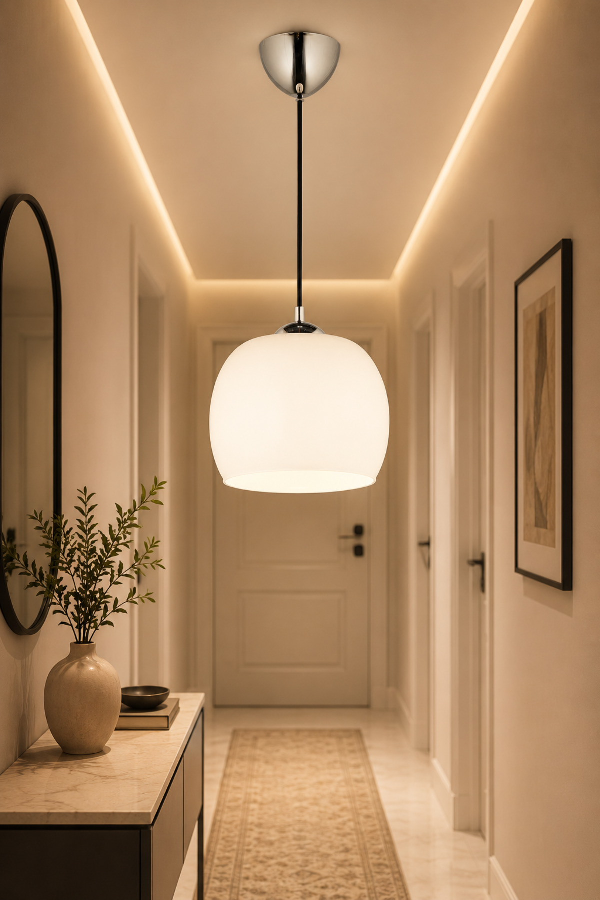 Nisa Luce Bodrum Single Pendant Blowing white glass || Glass Single Chandelier Models Pendant