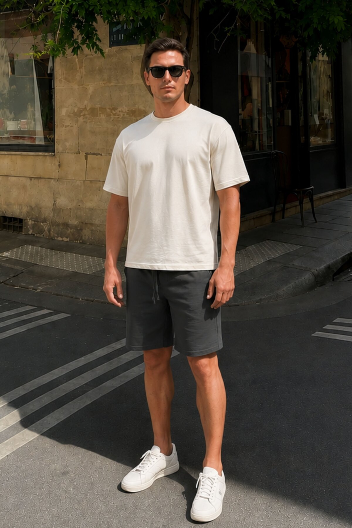 Smoked Basic Linen Men's Shorts 6506
