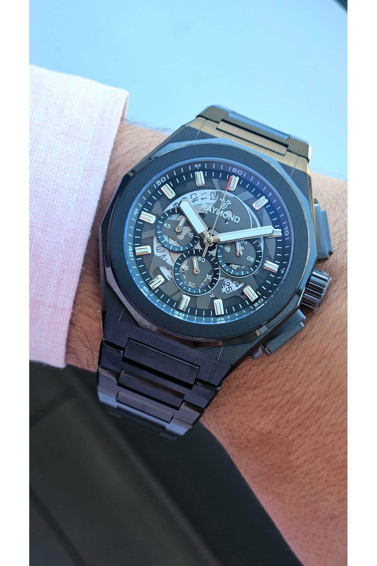 RYM-280276RAYMOND MEN'S WATCH - 100% STAINLESS STEEL - 2 YEARS WARRANTY