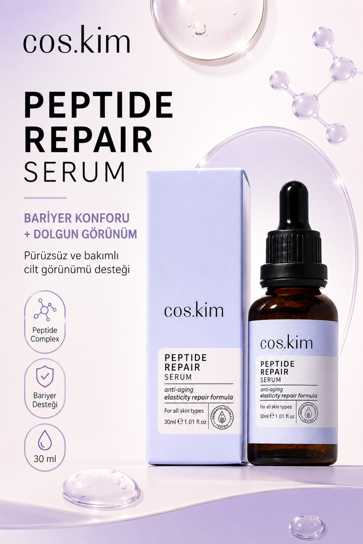 Cos.kim Peptit Içeren Onarıcı - Kırışıklık Ve Yaşlanma Karşıtı Cilt Bakım Serumu 30 ml — MK012