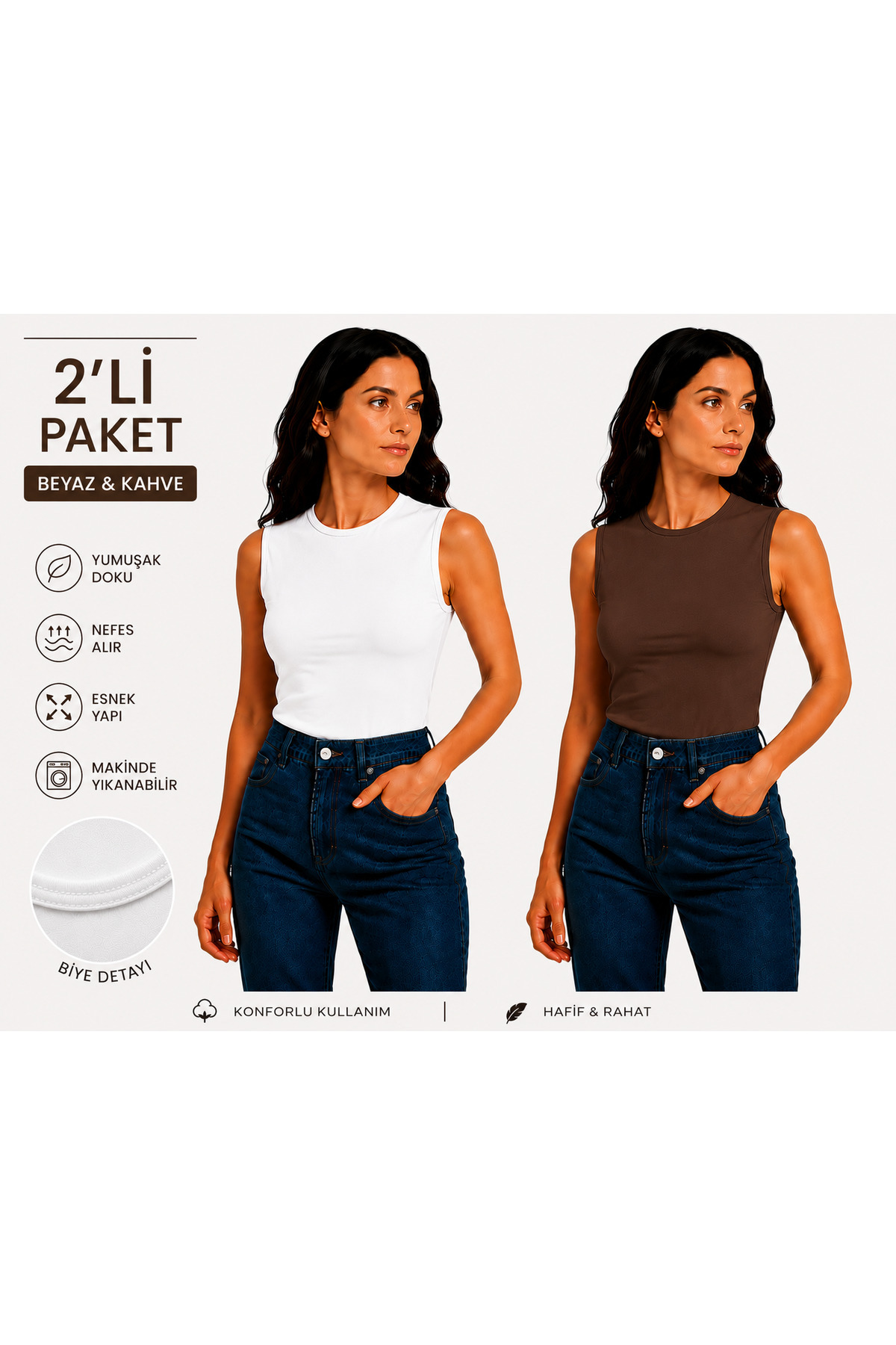 bicycle neck zero sleeve viscose knitted fabric women's bodysuit 2-pack