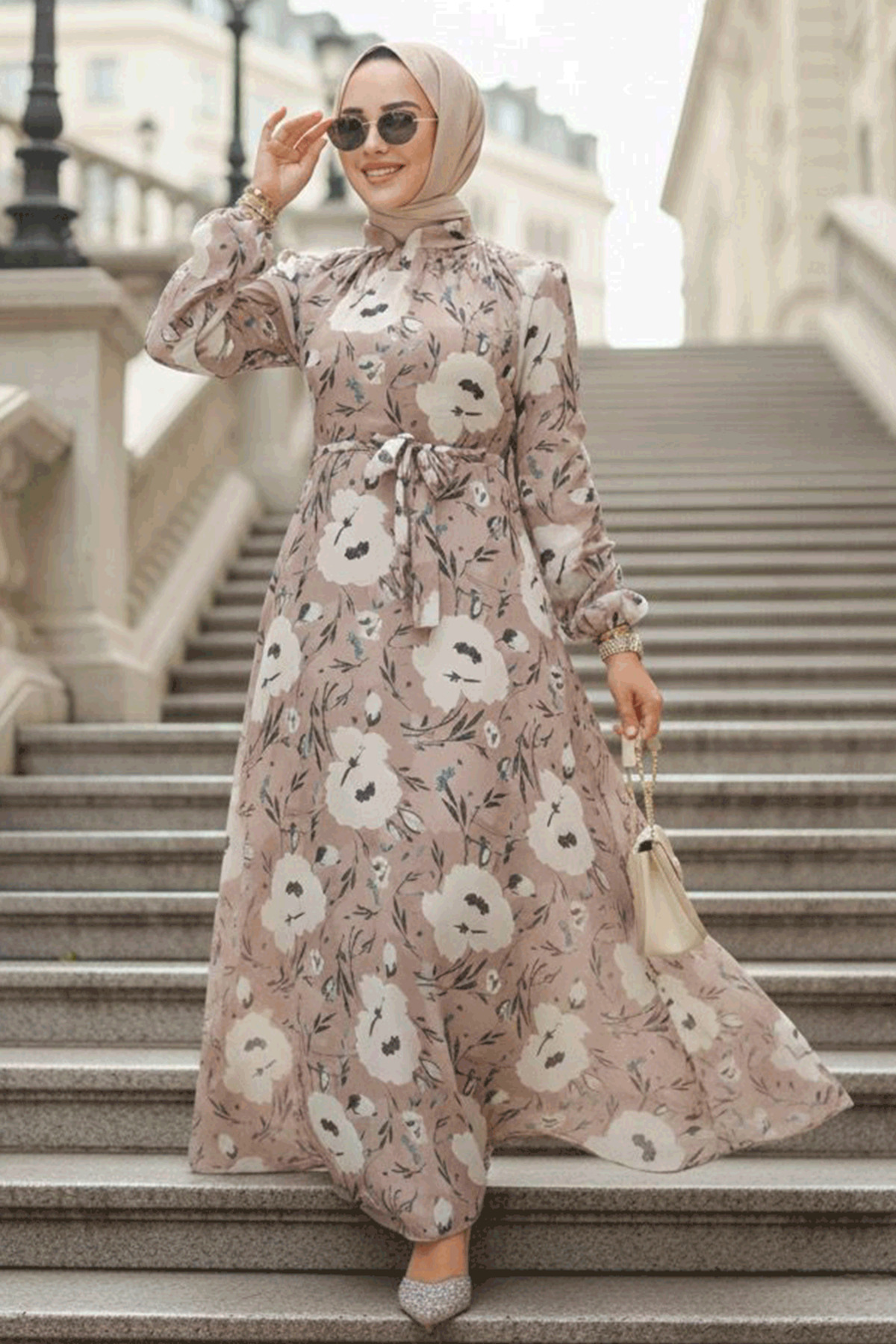 1_org_zoom لباس حجاب Neva Style طرح گل 27939S اورجینال - تصویر 1