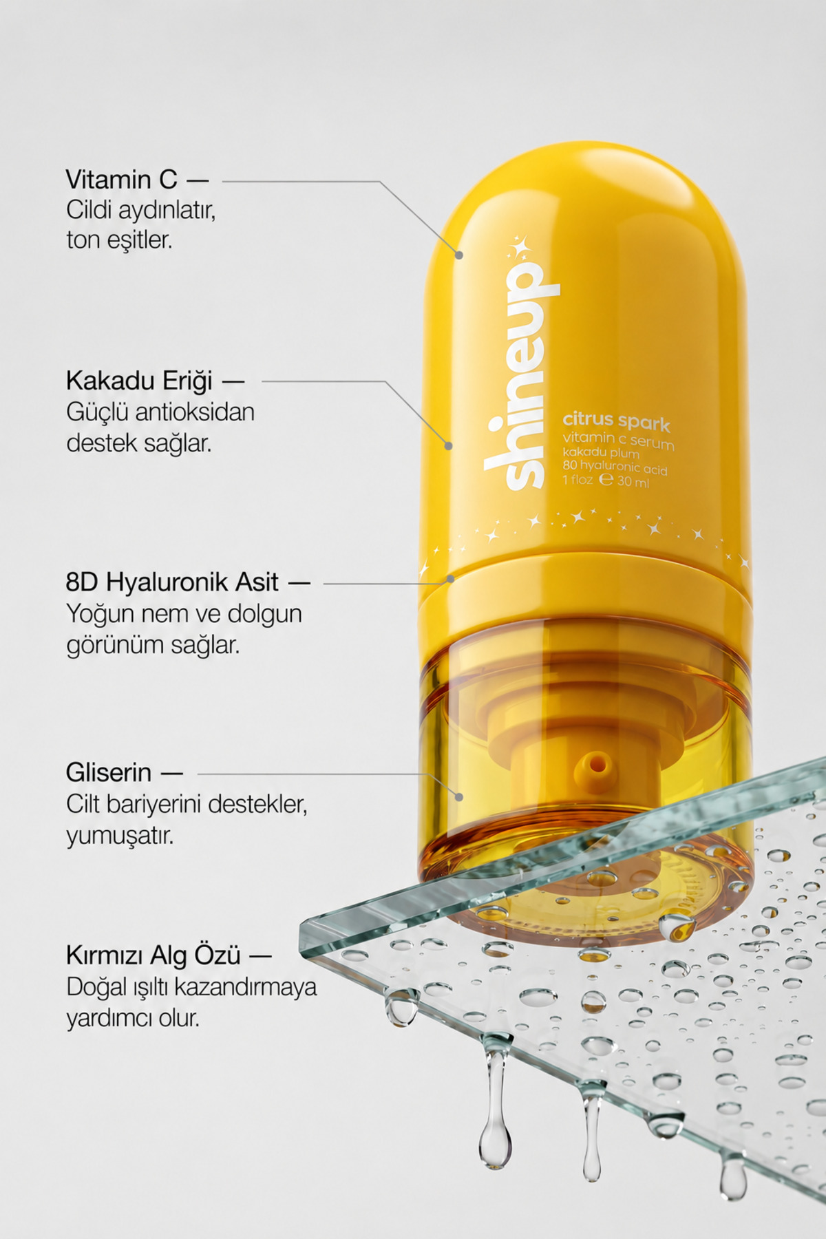 Citrus Spark C Vitamini Serum 30 ml | Aydınlatıcı, Ton Eşitleyici & 8D Hyaluronik Asit Nemlendirici — CITRUSSPARK-001 — تصویر 3 از 7