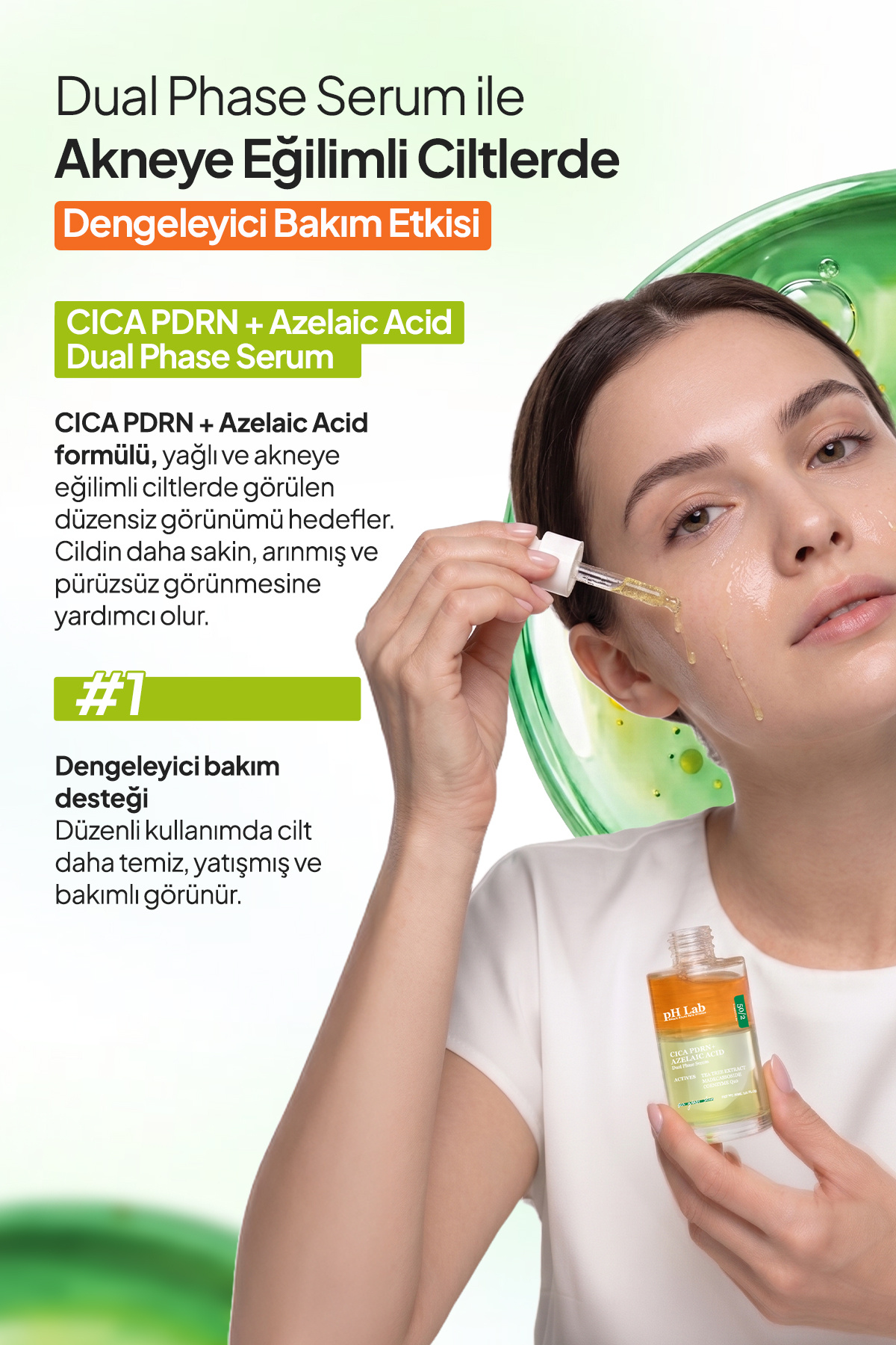 PhLab Akneye Eğilimli Ciltler için CİCA + AZELAIC ACID Çift Fazlı Dengeleyici Serum — PHCAS-01 — تصویر 5 از 8