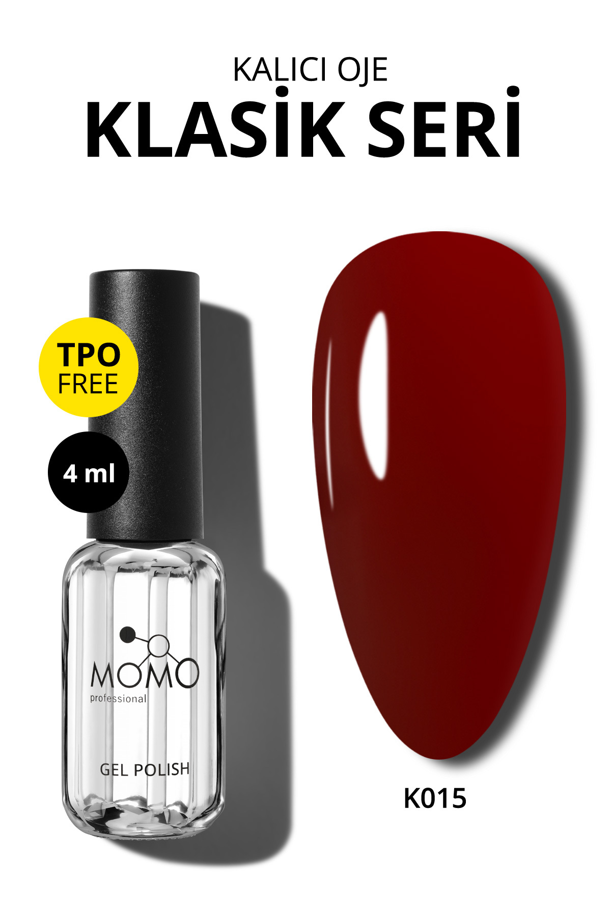 MOMO professional Kalıcı Oje K015, Bordo, 4 ml, TPO- FREE — زرشکی 8860101A01S01K015