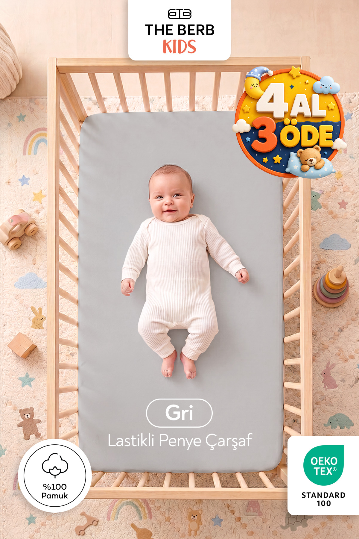 100% Cotton Combed Rubber Baby Bed Sheet | Park Bed , Crib, Mother's Side | 60x110, 60x120, 70x110, 70x120, 70x130, 80x130, 70x140