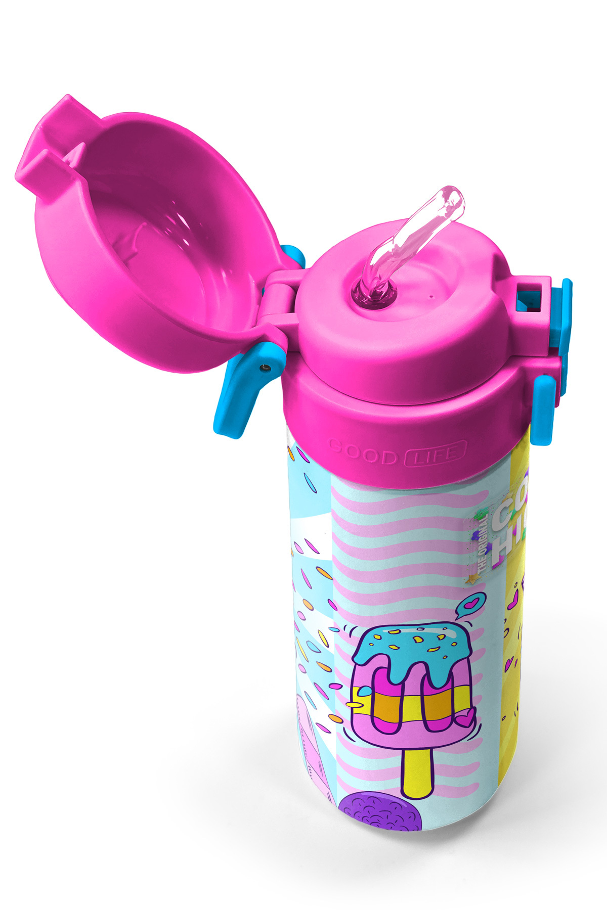 Kids Mixed Dondurma Desenli Pipetli ve Direkt İçim Çelik Termos 500 ml 31809