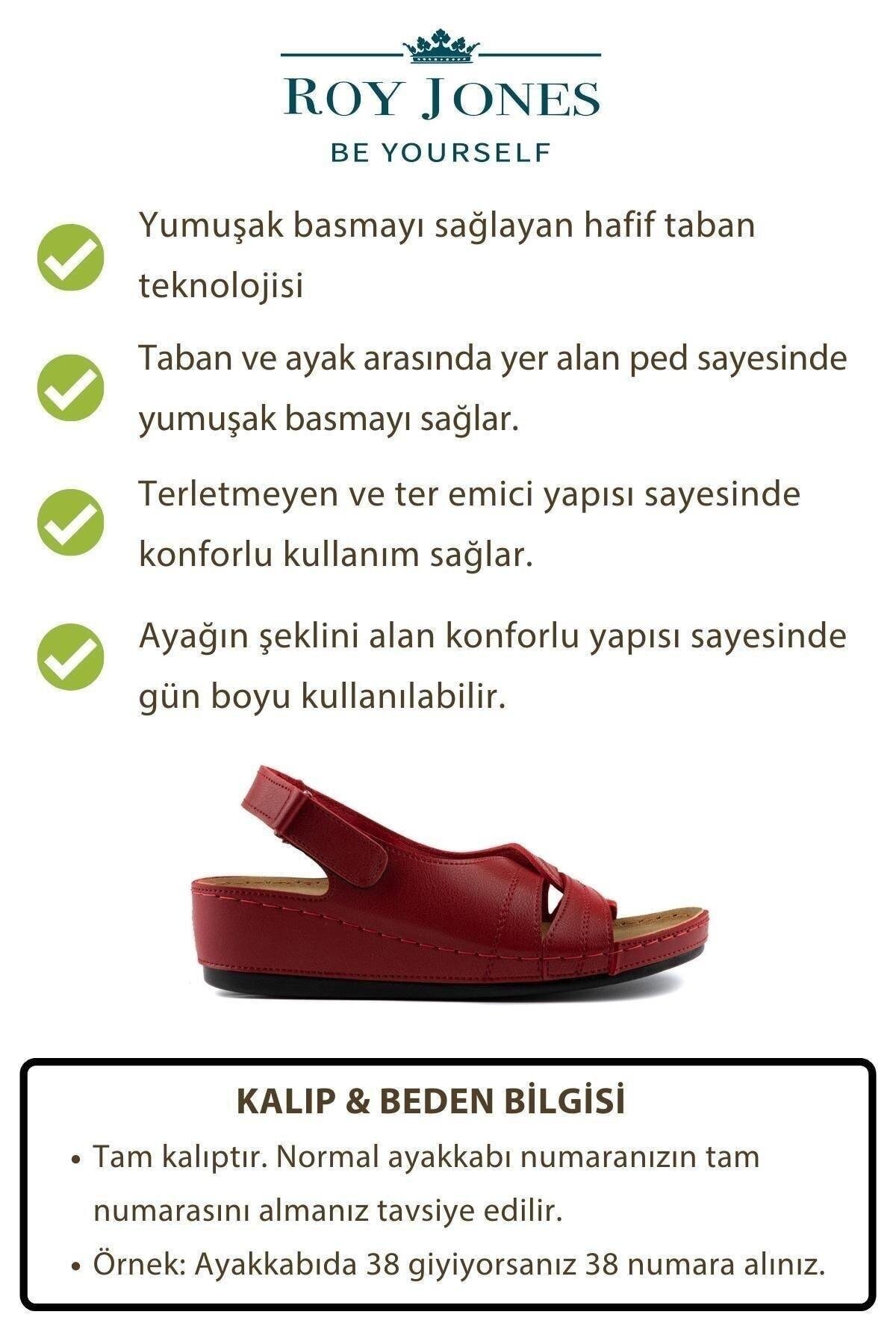 Roy Jones Kadın Ortopedik Anatomik Tabanlı Topuklu Konfor Modeli Anne Orta Yaş Genç Şık Sandalet Terlik görsel 7