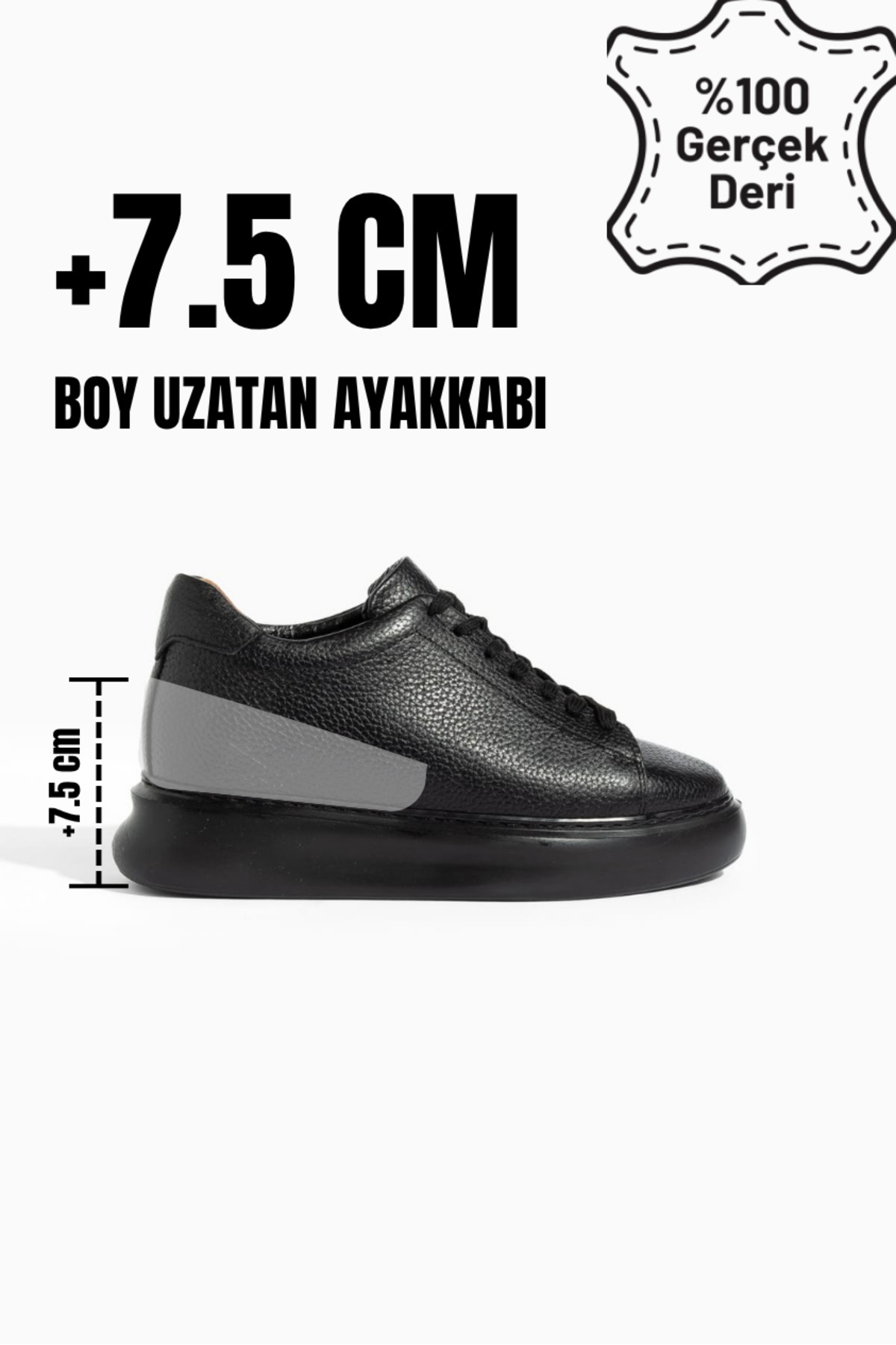 DUMMET Gizli Topuk Yüksek Taban +7.5 cm Boy Uzatan Hakiki Deri Erkek Ayakkabı |Gizli Topuk Ayakkabı