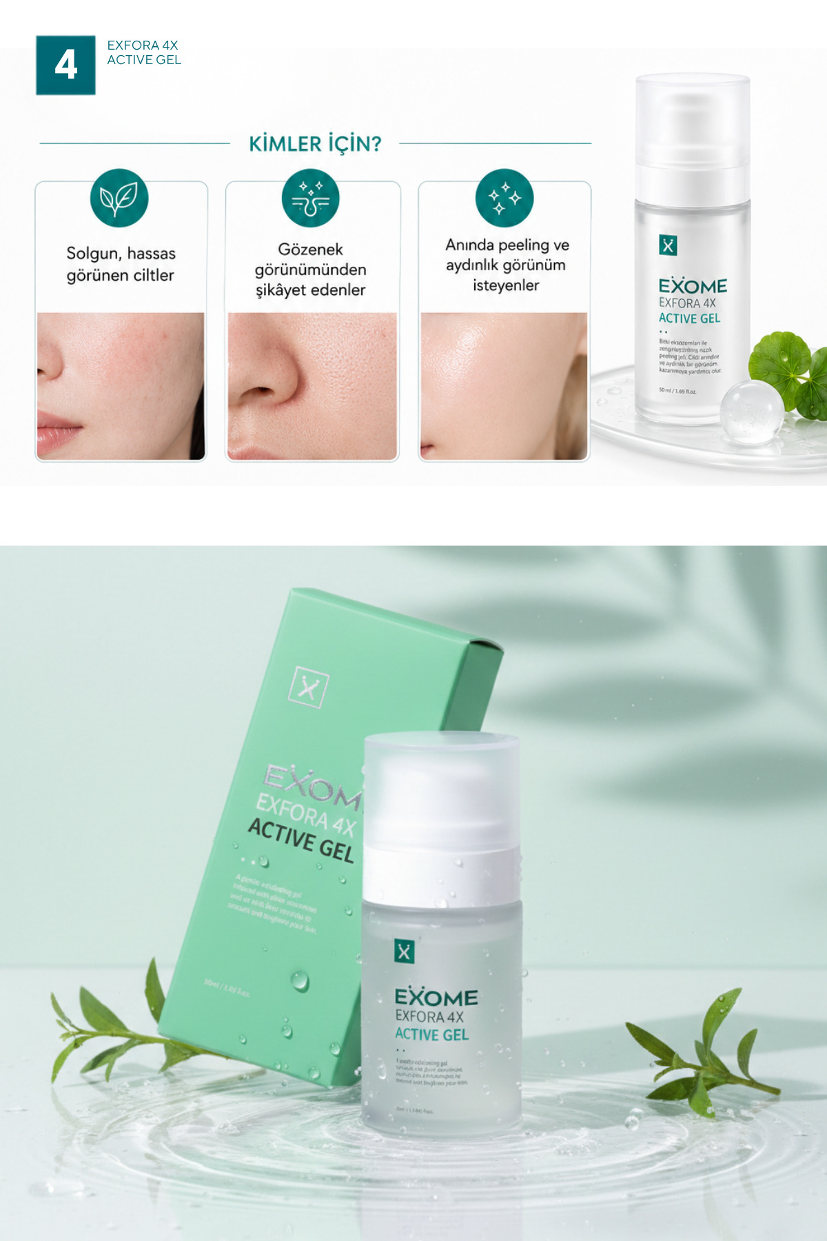 AHA BHA PHA LHA Peeling Jeli | Bitki Kaynaklı Eksozomlu Profesyonel Yüz Bakımı | Exfora 4X Active Gel | 50 ml — Exome001 — تصویر 5 از 6