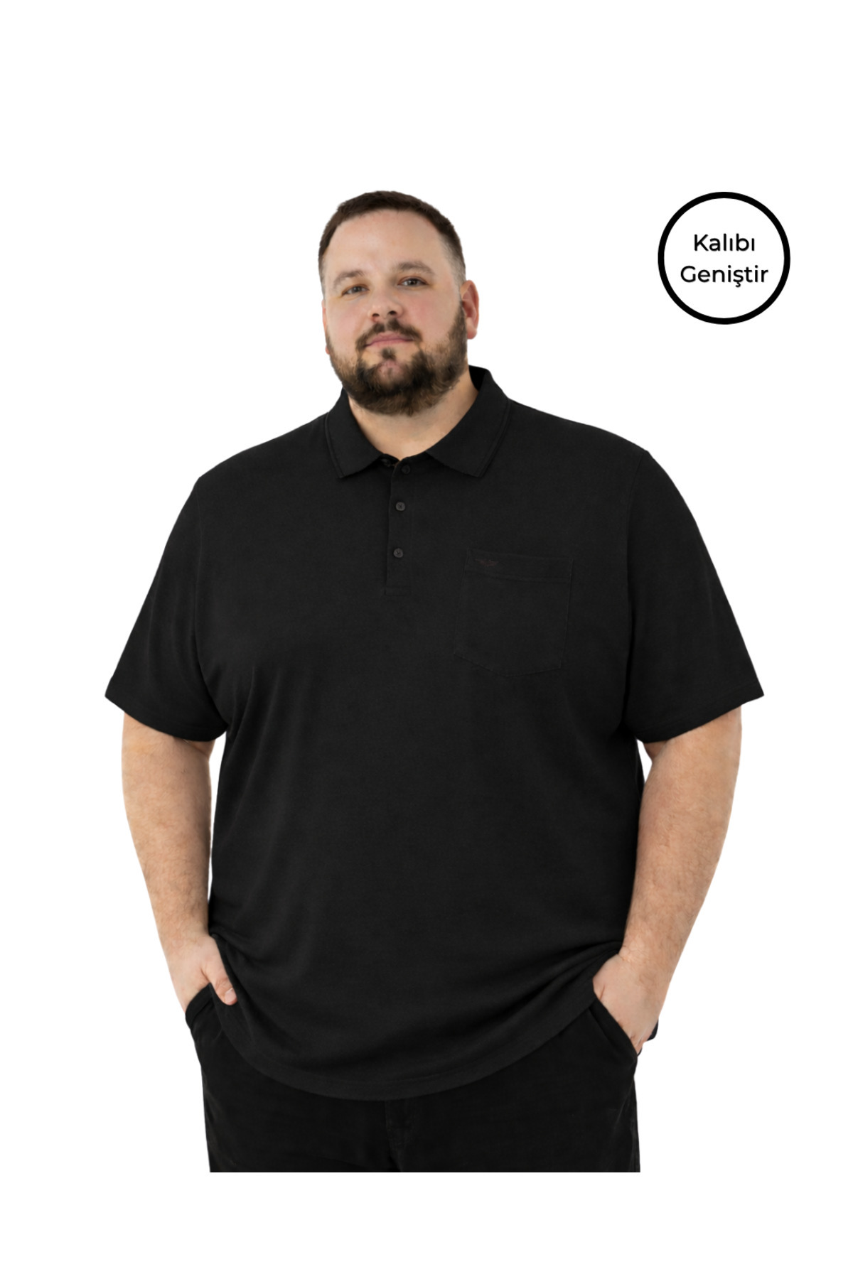 BattalModa Erkek Büyük Beden Siyah Polo Yaka Kısa Kollu Pike Tişört 3XL-4XL-5XL-6XL-7XL-8XL