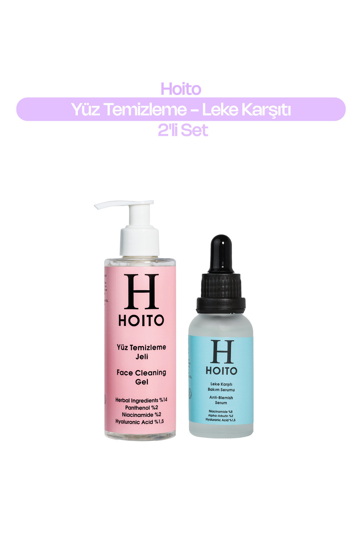 Hoito Arındırıcı & Leke Karşıtı Ton Eşitleyici Cilt Bakım Rutini: Yüz Temizleme Jeli (200 ml) + Leke Karşıtı Bakım Serumu (30 ml) — H10017