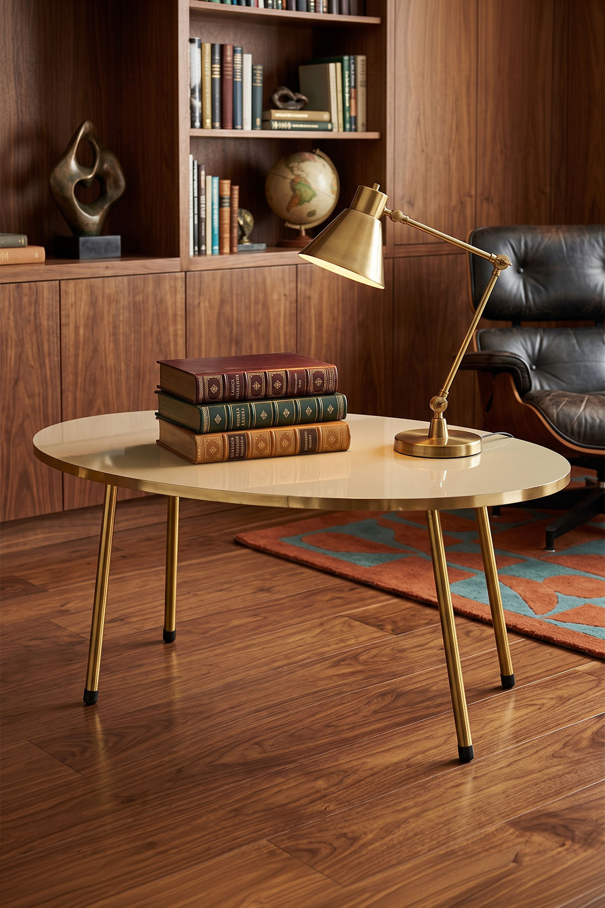 Goldfalez Gold Metal Oval Orta Sehpa Krem görsel 5