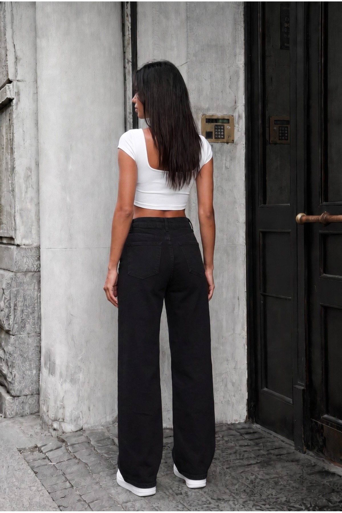 alanora Kadın Yüksek Bel Likralı Geniş Paça Palazzo Jeans görsel 7