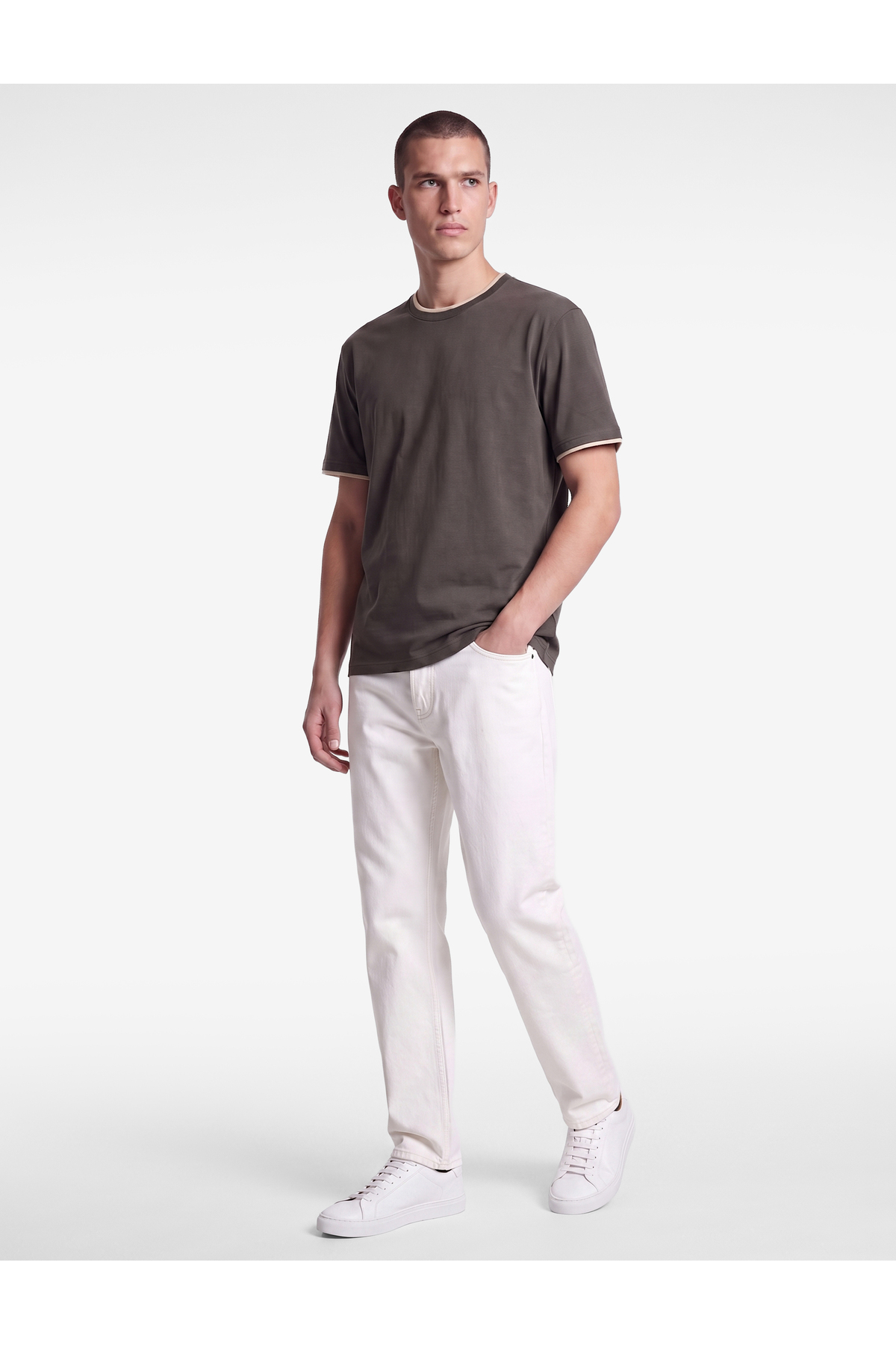 Koton Regular Fit Short Sleeve Cotton Color Contrast Crew Neck T-Shirt