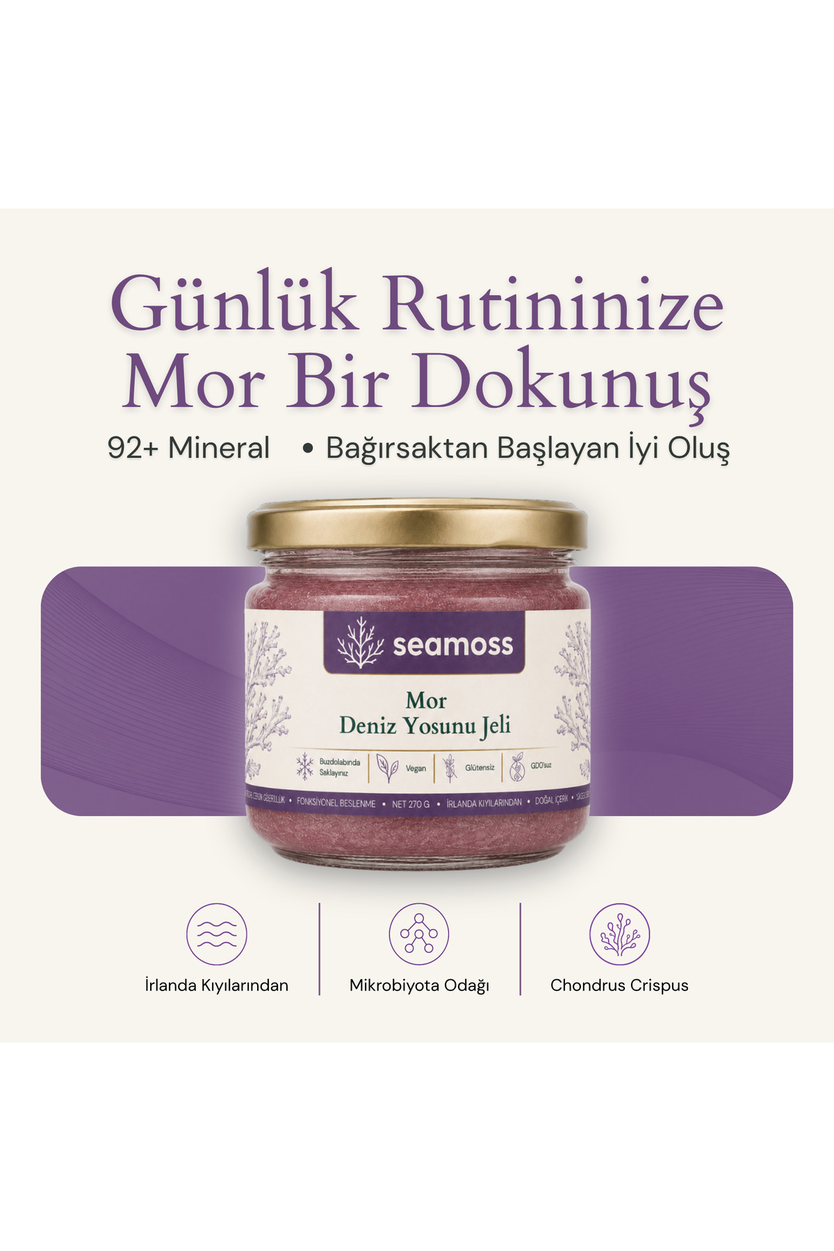 SEAMOSS Luxury Boy Mor Irlanda Deniz Yosunu Jeli 330ml - Sea Moss, Deniz Yosunu