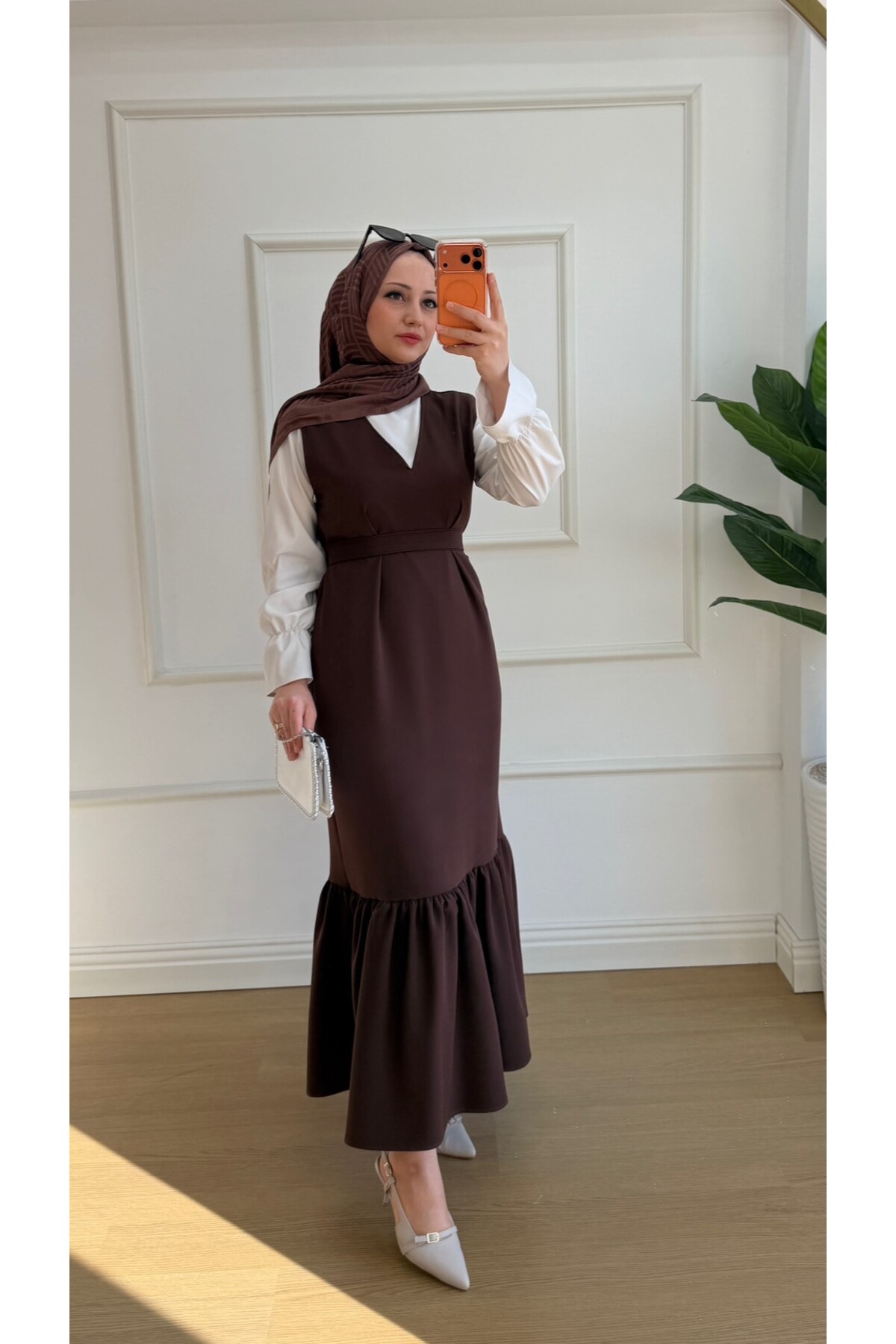 کرپ قهوه ای حجاب سوخاری ژیلت 3