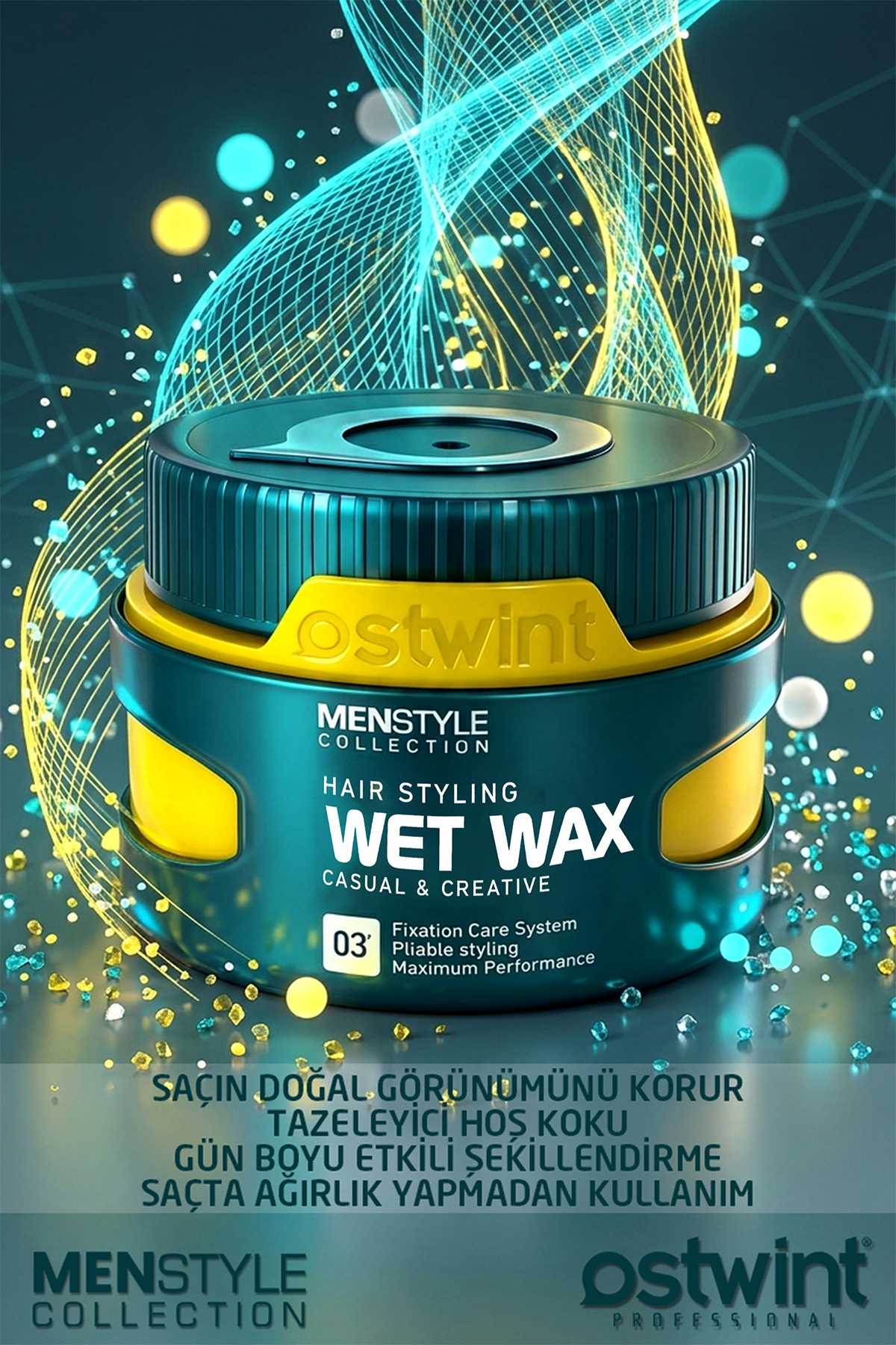 Profesyonel Saç Şekillendirici Wet Wax, Doğal Ve Güçlü Tutuş, Uzun Süreli Etki, No:03 150ml — 8680164447736 — تصویر 2 از 7
