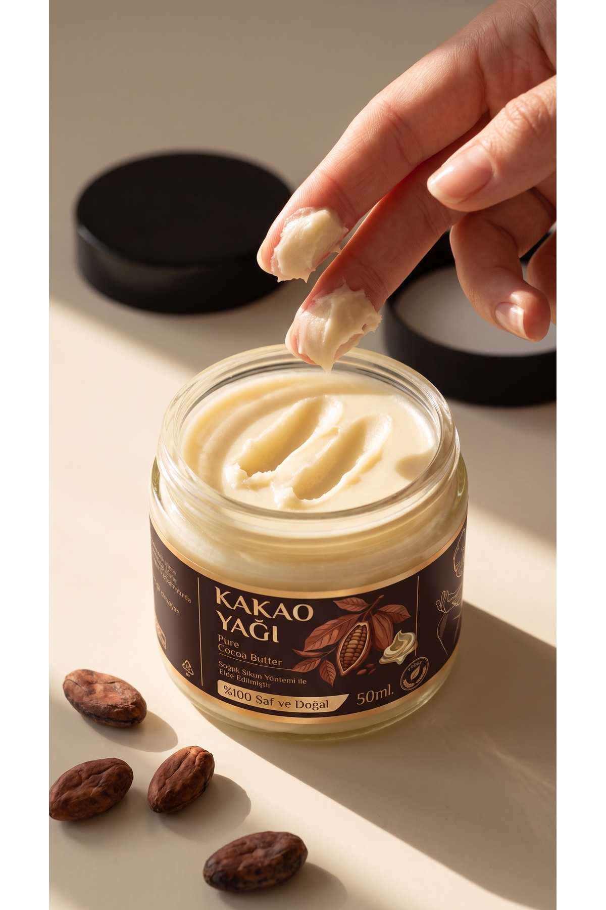 50 ml Kakao Yağı / Saf / Doğal Nemlendirici / Cacao Butter / Kakao Çekirdeği Yağı — 50-ml-kakao-butter — تصویر 7 از 8
