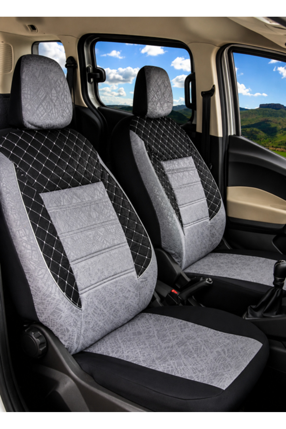 ZAFAKS Citroen C-Elysee Uyumlu Oto Koltuk Kılıfı Gofraj Kumaş - Tam Set