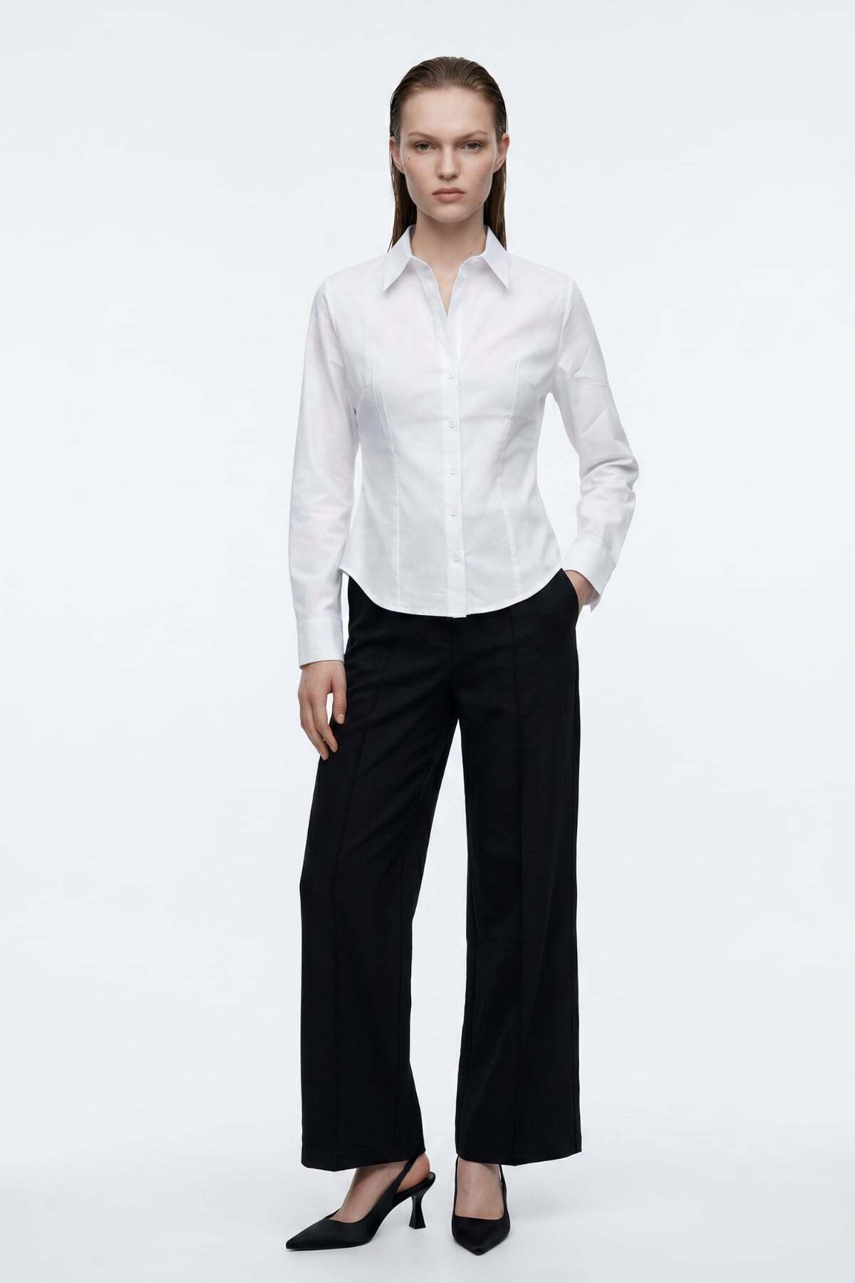 HAKKE Basic Slim Fit Kadın GÖMLEK görsel 4