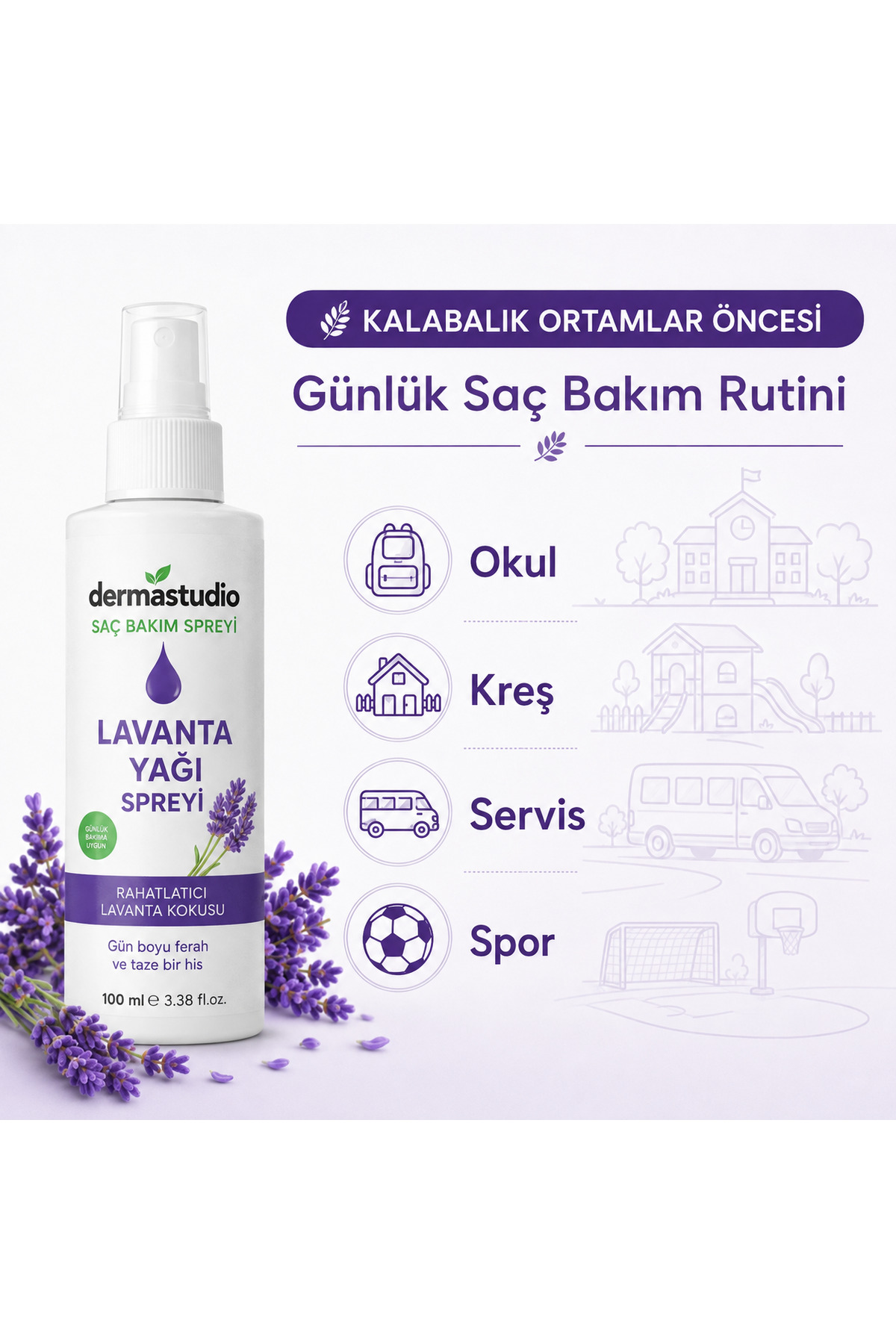 Lavanta Yağlı Saç Spreyi – Doğal ve Güvenli Saç Bakımı — 3254681 — تصویر 6 از 7