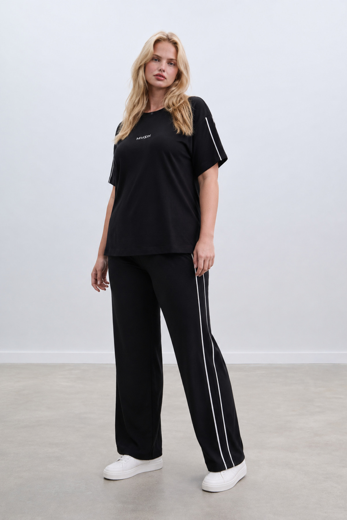 Mivoon Oşho Modal Kumaş Kısa Kollu Çift Biye Detaylı Alt Üst Takım 2XL-6XL