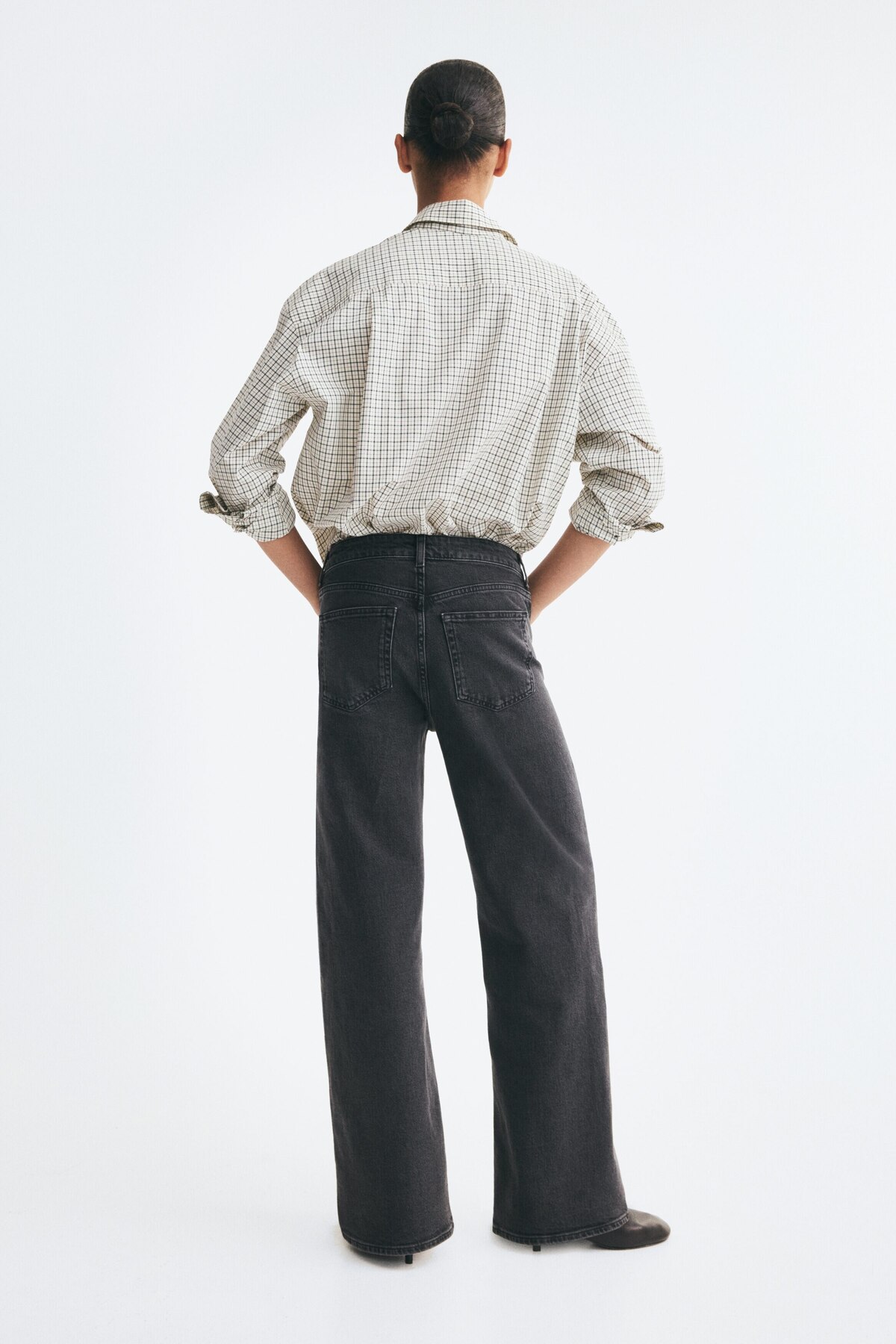 H&M Wide High Waist Jeans görsel 4